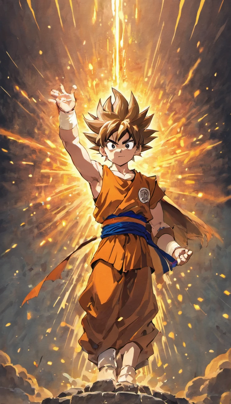 Son Goku, Fight over Buddha, Shining with God's eyes, Black monkey hair, Dexterous hands, Strong body, Golden chain mail, Fire-red cloak, Golden Hoop Stick, Clouds and rain, Courage and strength, Wisdom and compassion, heroic fighter, Smart and kind, Weak protection, Brave the odds, Fighting spirit, Represents courage、Smart and kind
