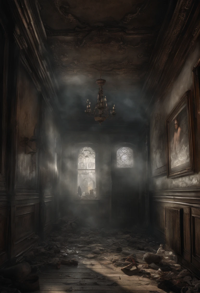 Masterpiece. Best quality. Cursed souls in haunted house. Scary atmosphere. Unhealthy mist. Evil miasma. Ultra HD. 32K.