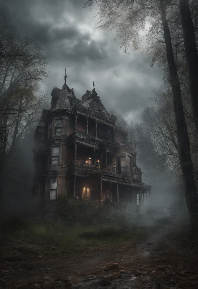 Masterpiece. Best quality. Cursed souls in haunted house. Scary atmosphere. Unhealthy mist. Evil miasma. Ultra HD. 32K.