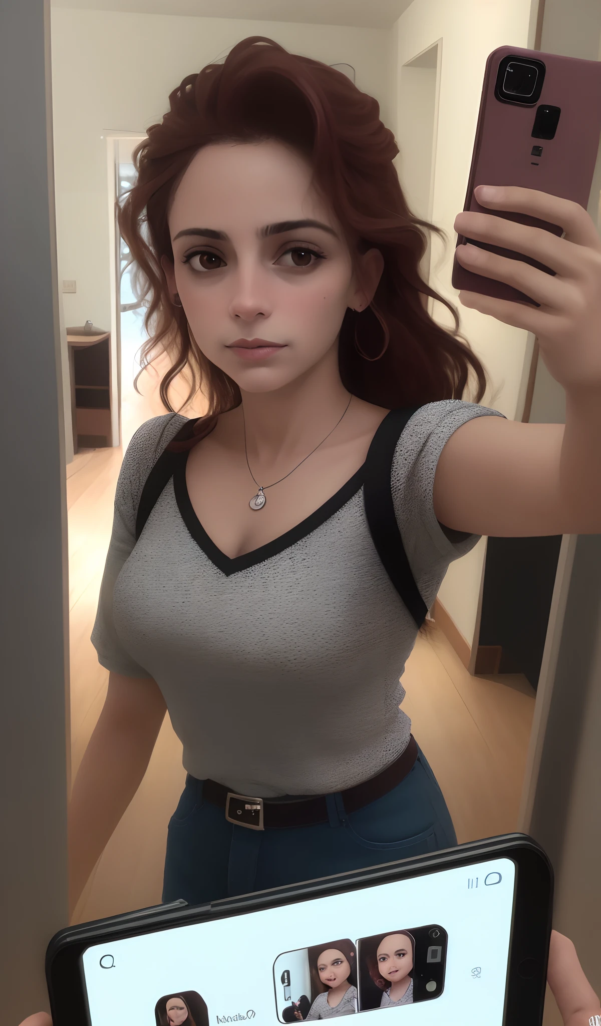Imagem de foto de perfil, mulher tirando selfie em casa