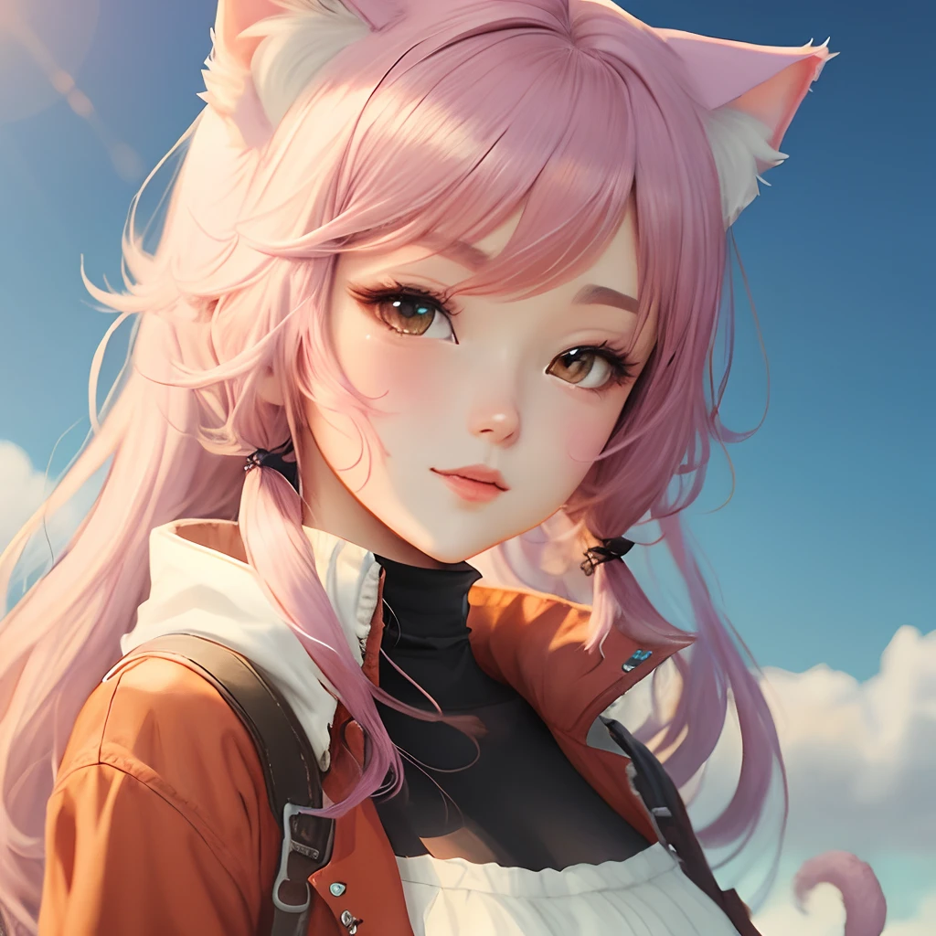 Anime girl using cat ear