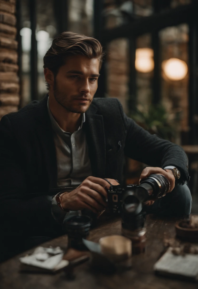 A handsome men ,Shooting from polaroid camera in 2000's fashion style Theme,4k,