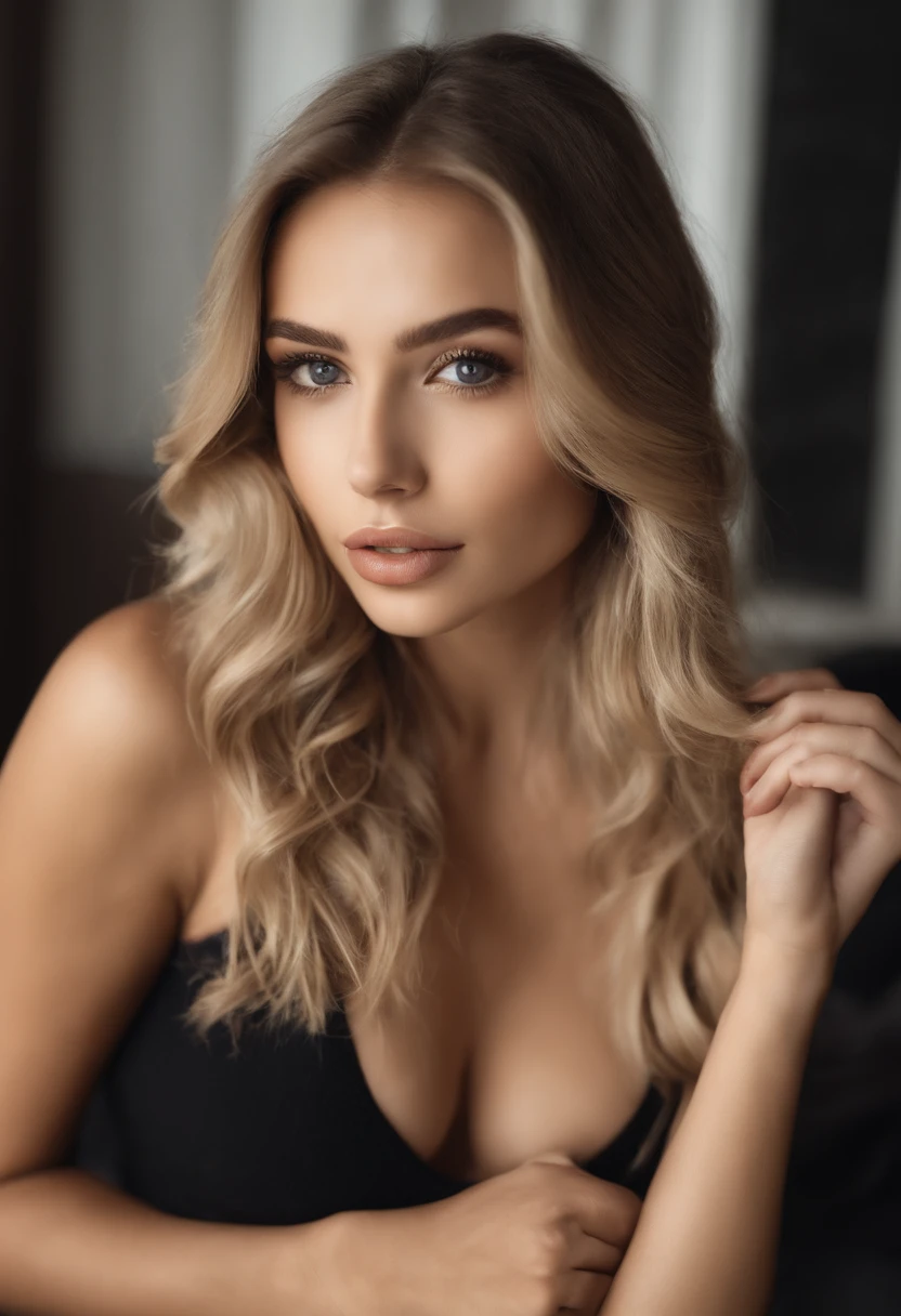 woman with matching tank top and panties, fille sexy aux yeux bleus, Portrait Sophie Mudd, Portrait de Corinna Kopf, cheveux blonds et grands yeux noisettes, Selfie d'une jeune femme, ohne Maqillage, maquillage naturel, Look directly into the camera, Visage avec Artgram, dezentes Maquillage, Superbe photo du corps entier, dans la chambre, gros seins, Blonde, Latin