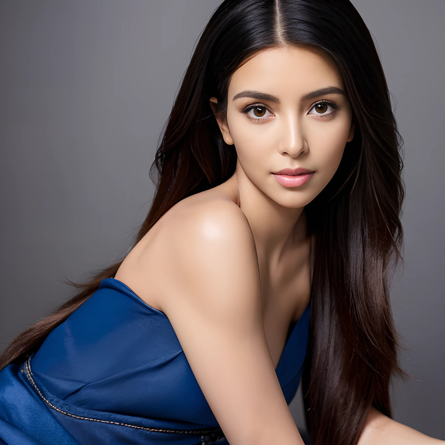 Young nepali Beauty fashion model posing,8k, masterpiece,the model look like K , best quality,sony a7, 50 mm, beautiful skin, pores, colors, hyperdetailed, hyperrealistic) ,wearing a ,the picture is the best picture of 2023,it look so realistic ,long hairs , wearing camisole ,looking at the camera, (photo, studio lighting, length -Full length,theme- portrait,the picture look look like highly professional photography,The model look 10% look alike like kim kardashian,Dress - doll night wear