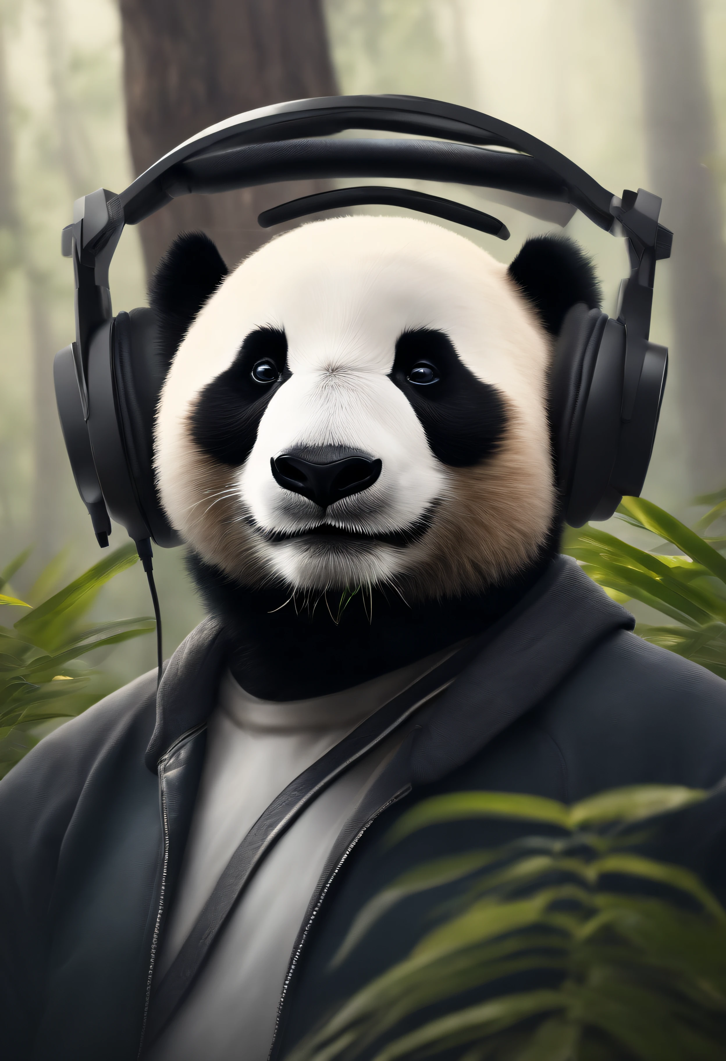 Aggressive panda player from headset to profile