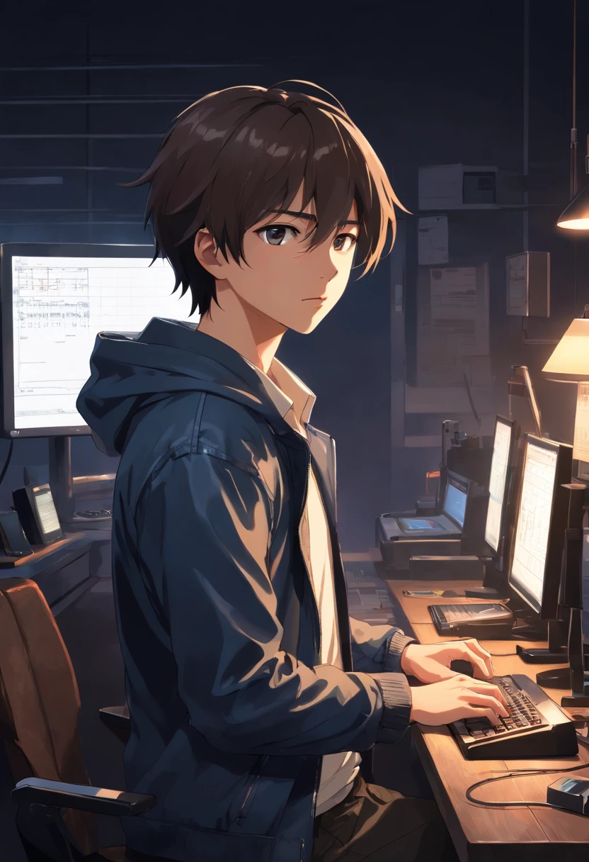 Masterpiece, Superb Clothing, (illustration), ((1 person)),inside in room,sofe,tvp, ((Handsome man holding monitor), (Russian Mill Style), Fashion, Leather jacket, (Long hair), (irate), (White skin), (dark circles), Handsome, , Uptrend, dark gray,,long perspective, (Grand background), (Chiaroscuro)), Fine face in detail, Facial details, Cinematic lighting, (Depth of field), hyper HD, , Black background