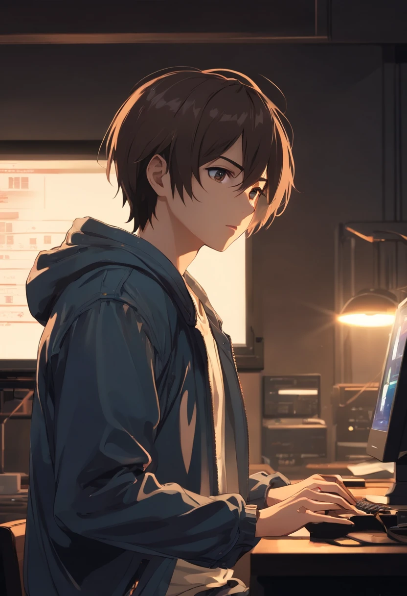 Masterpiece, Superb Clothing, (illustration), ((1 person)),inside in room,sofe,tvp, ((Handsome man holding monitor), (Russian Mill Style), Fashion, Leather jacket, (short detailed hair), (irate), (White skin), (dark circles), Handsome, , Uptrend, dark gray,,long perspective, (Grand background), (Chiaroscuro)), Fine face in detail, Facial details, Cinematic lighting, (Depth of field), hyper HD, , Black background