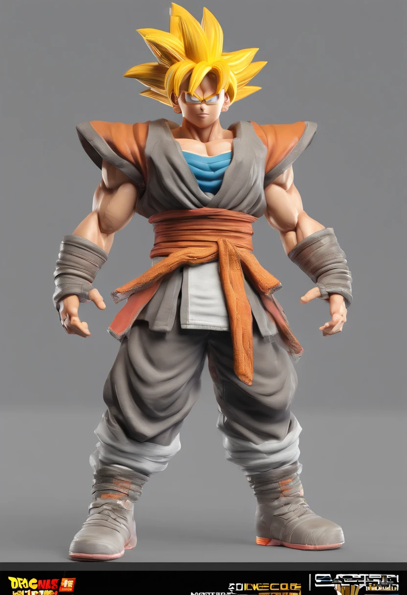 master part,best quality, illustration, goku boneco funko pop,Belo brilho detalhado,(Chamas de guerra:1.2),Detailed lighting,(belos olhos detalhados:1.1), sorriso,