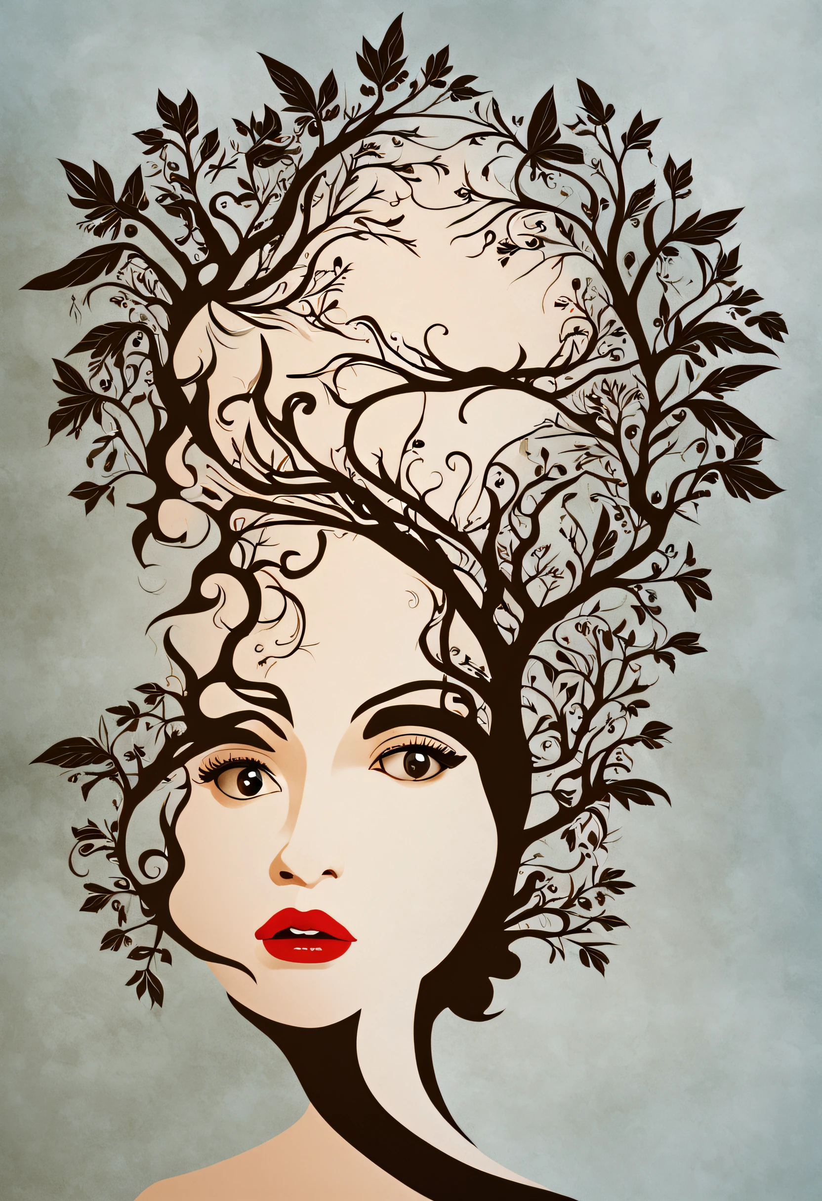 ((((Masterpiece))), Best quality, Illustrations, Beautiful details glow,
Paper_cut, girl face details clear to the camera, tree, Moon, Butterfly,