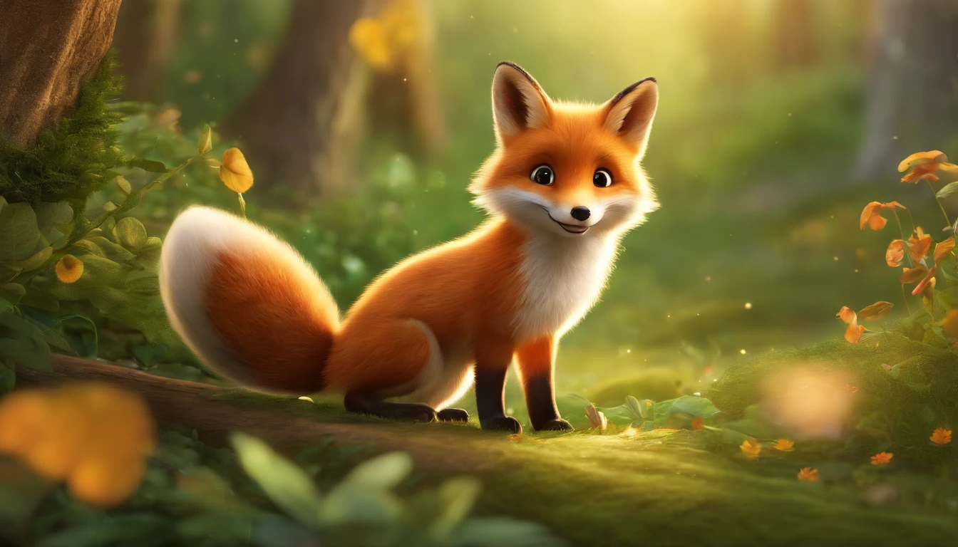 (best quality,4k,highres),a fox speak to a mouse in the forest,children book,joyful moments,nature's beauty,vivid colors,playful atmosphere,curious eyes,cute little paws,lush greenery,beam of sunlight,dreamy illustrations,storybook magic,enchanted forest,dancing leaves,giggles and laughter,whimsical creatures,happy adventures,twinkling stars,magical encounters,little explorers,wonder-filled stories,friends forever,innocent wonders,delightful surprises,imagination unleashed,fantastical journey,heartwarming scenes,unforgettable memories,fairy tale charm,friendship bonds,strong imaginations,blissful harmony,bursting with colors,sparkling dew drops,joyful playtime,mischievous smiles,endless possibilities,beautifully illustrated pages
