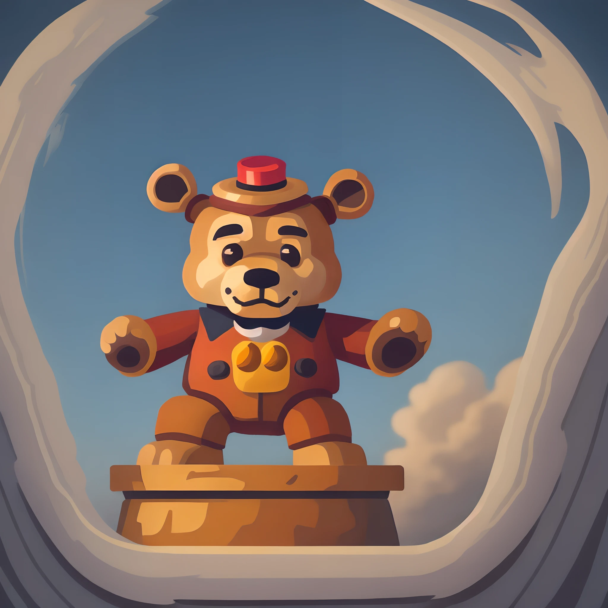 Freddy fazbear standing over freddie mercury