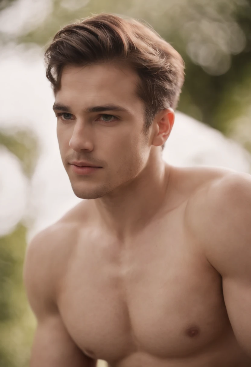 Excelente, master part, super high resolution, cueca, bulgue, cama, Antecedentes detalhados, Realistic, musculoso, Handsome.，lascivo，corpo inteiro nu，Not taking anything，desgrenhado，