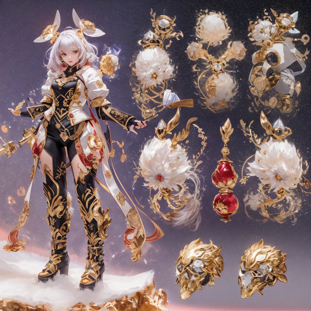32K，,tmasterpiece, Better quality, Still photography,National wind circle，Flying Nine-Tailed Fat Skull Flame Ethereal Toad Star，Gold black brocade white rabbit hair chest protector，Fuchsia pink diamond tulle burgundy diamond shin guards，Fat woman space squat 1 in the snow:900 miniatures，Front view，Pure transparency，Wear boxing gloves，Ice is permeable to gas，Film light and shadow，Panorama ultra-wide angle，extremely happy，The texture of the real person is delicate，Strong visual impact，hyper-detailing，Dream girl，Refined face，prettyeyes，high saturated，Wear reflective sunglasses with thick gold wire，crystal-clear，Good sense of perspective，Light and shadow effects，16K smooth，Low light on the surface