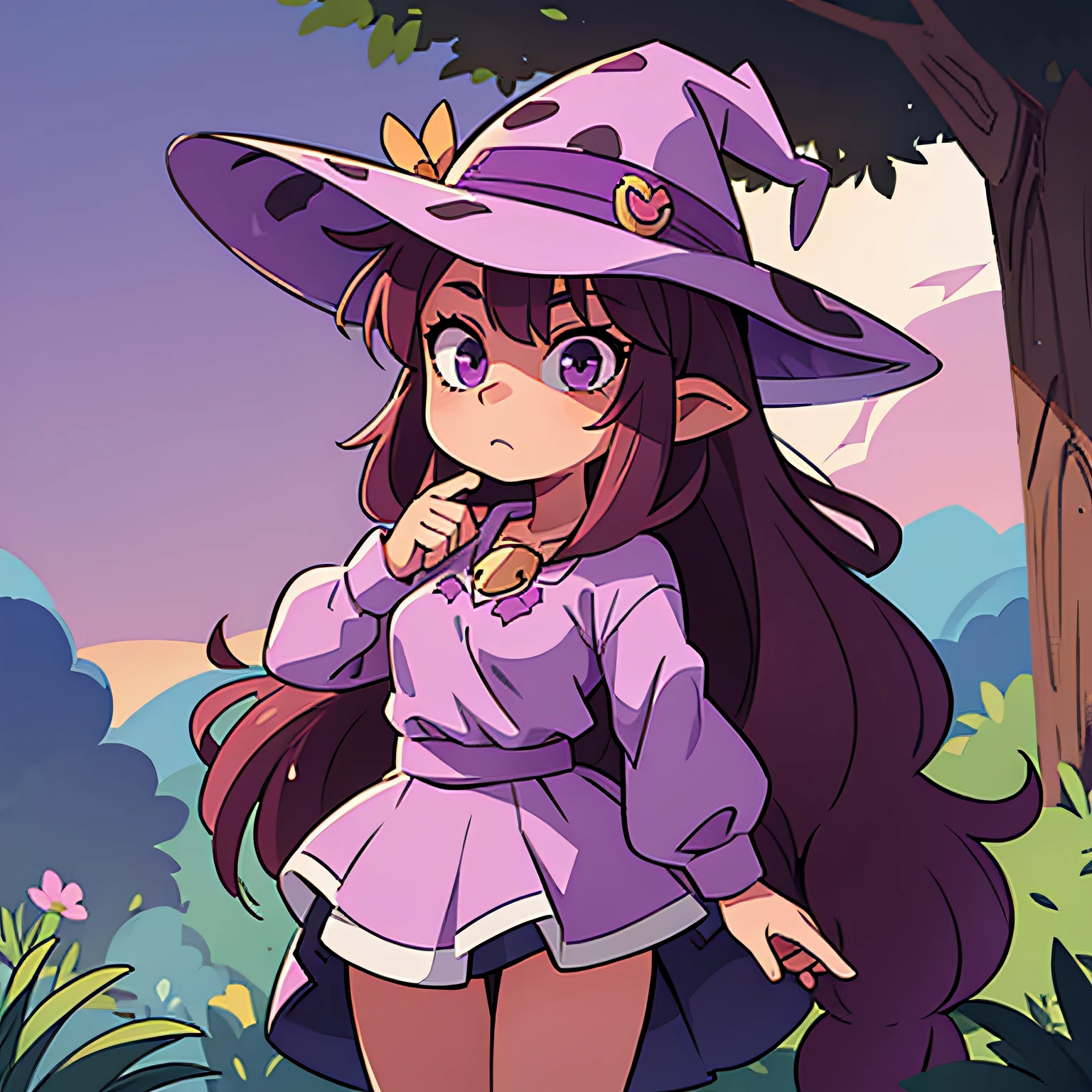 Purple Cow Girl in Witch Hat