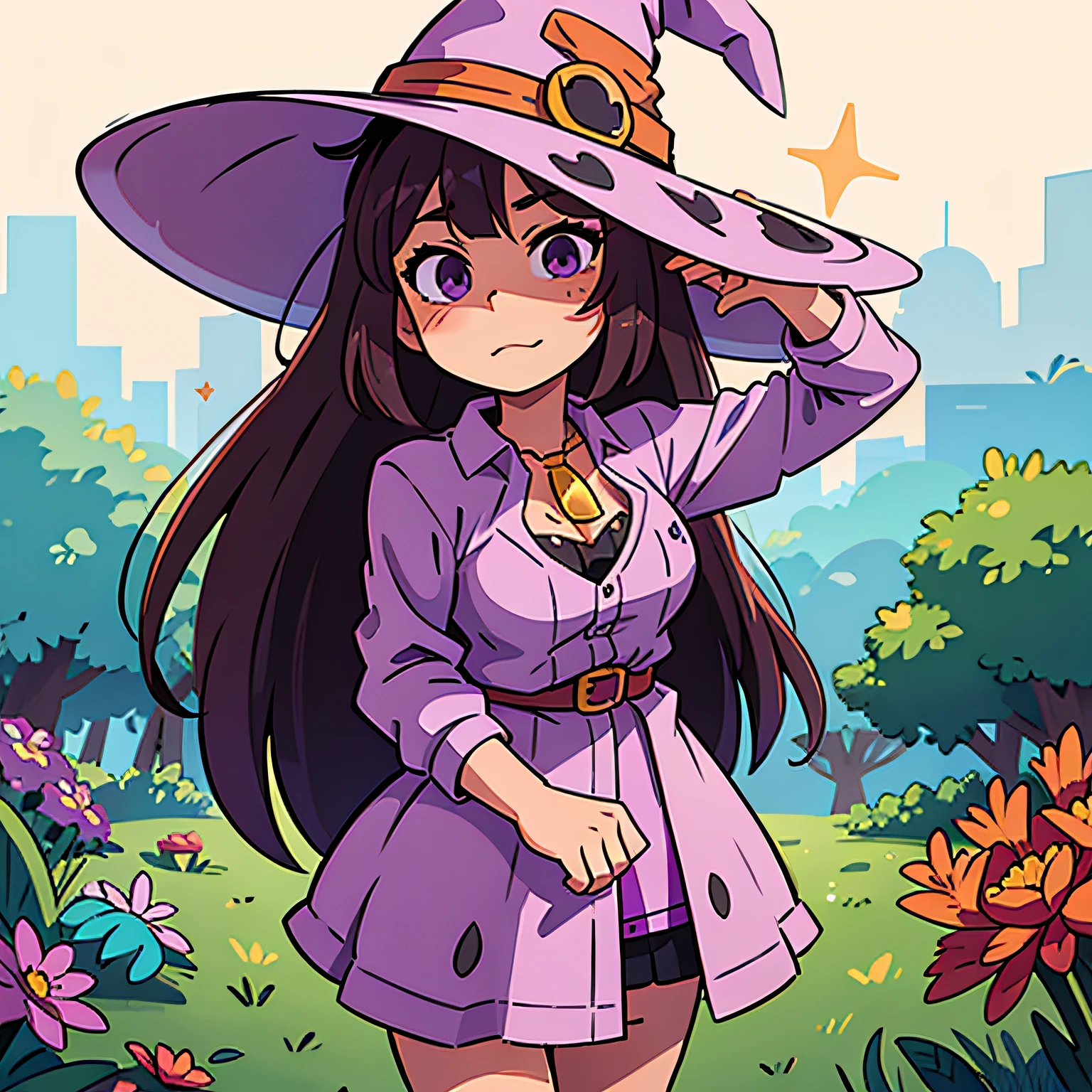 Purple Cow Girl in Witch Hat