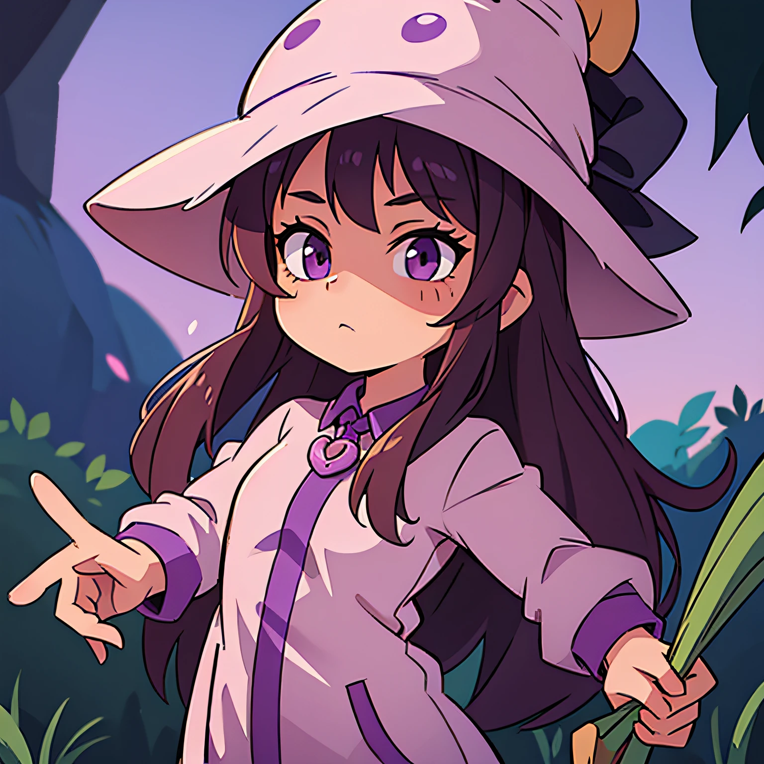 Purple Cow Girl in Witch Hat