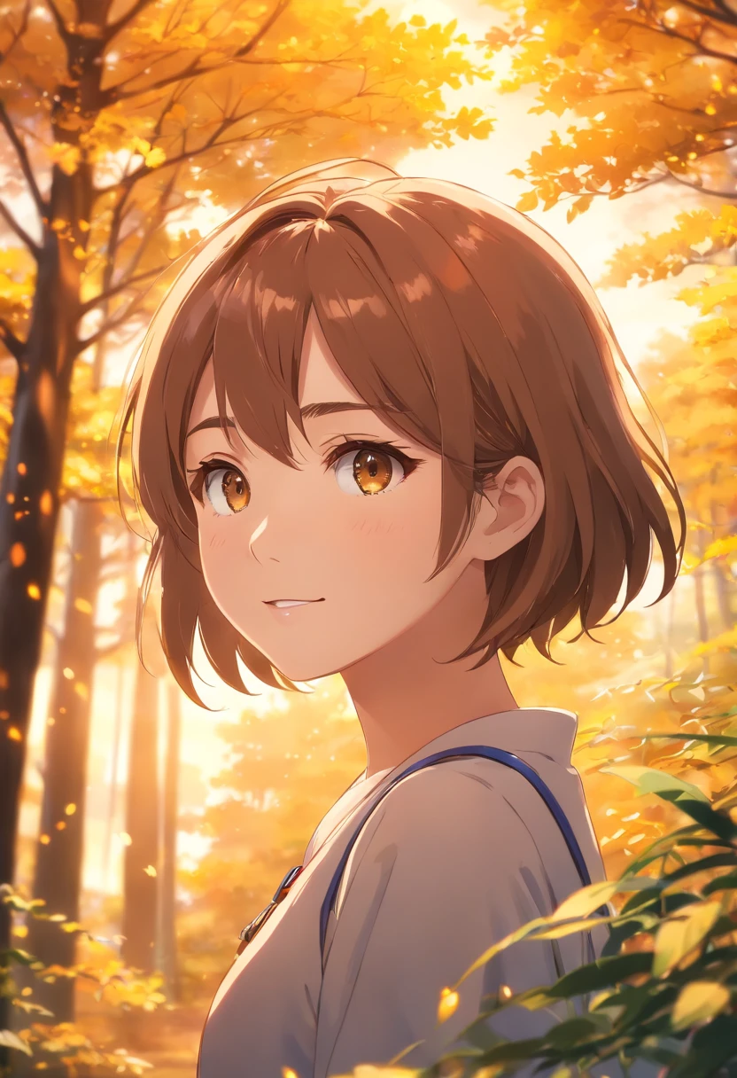 1girl,magic,mountain,brown hair,golden tree,shot from waist up,studying,surprised face,beautiful smile,saturated image,(best quality,4k,8k,highres,masterpiece:1.2),ultra-detailed,(realistic,photorealistic,photo-realistic:1.37),HDR,UHD,studio lighting,extremely detailed eyes and face,sharp focus,long eyelashes,vivid colors,portraits,((strong bokeh blur effect)),warm-toned lighting