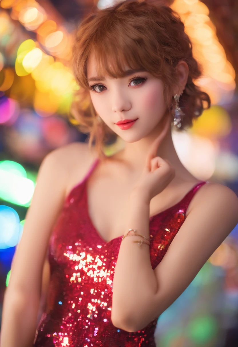 lndswgnr_v1.0, (Sharp focus: 1.5), (sharp focus:1.2), photo, attractive young woman, (beautiful face:1.1), detailed eyes, luscious lips, (natural makeup:0.85), (medium breasts:1.0), (petite body:1.2), wearing (sequin dress:1.2) in a (nightclub:1.2). (moody lighting:1.2), depth of field, bokeh, 4K, HDR. by (James C. Christensen:1.2|Jeremy Lipking:1.1).
