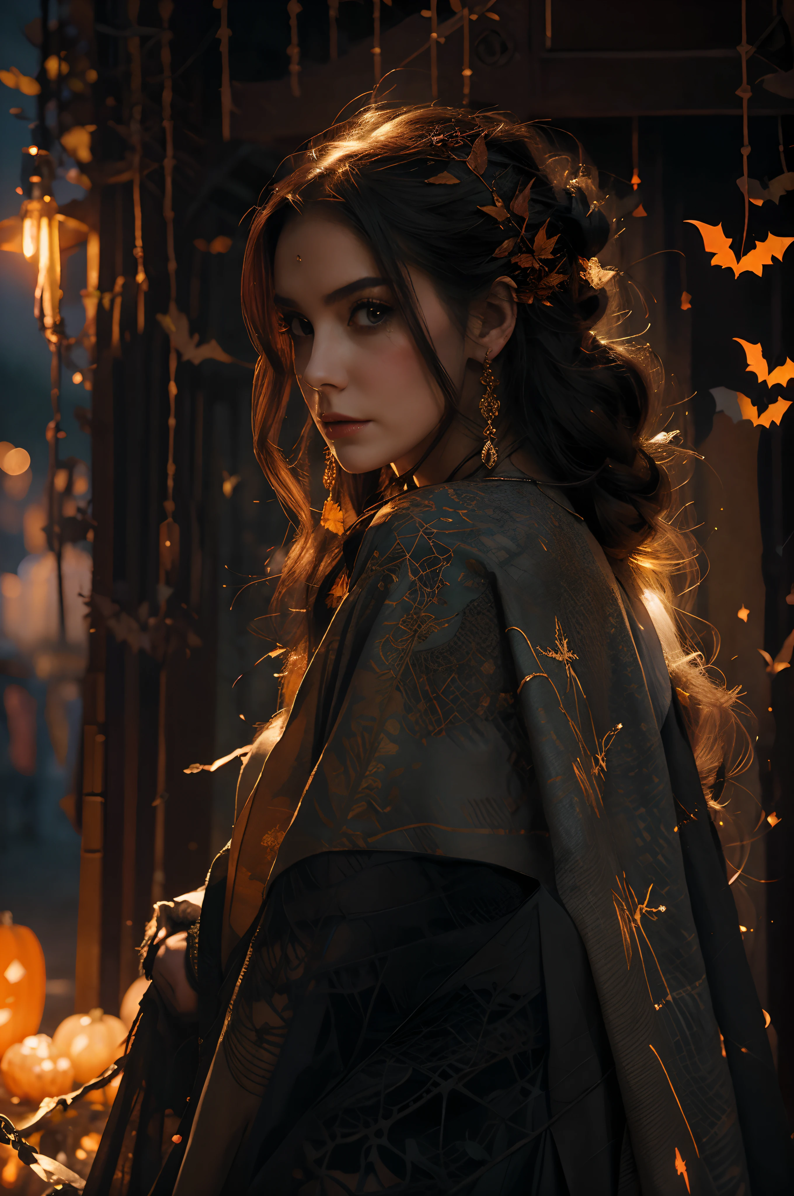 Glowing leaves aglow,
Enchanting beauty on night's eve,
Halloween's magic.
by Loish Anne Bachelier portrait style