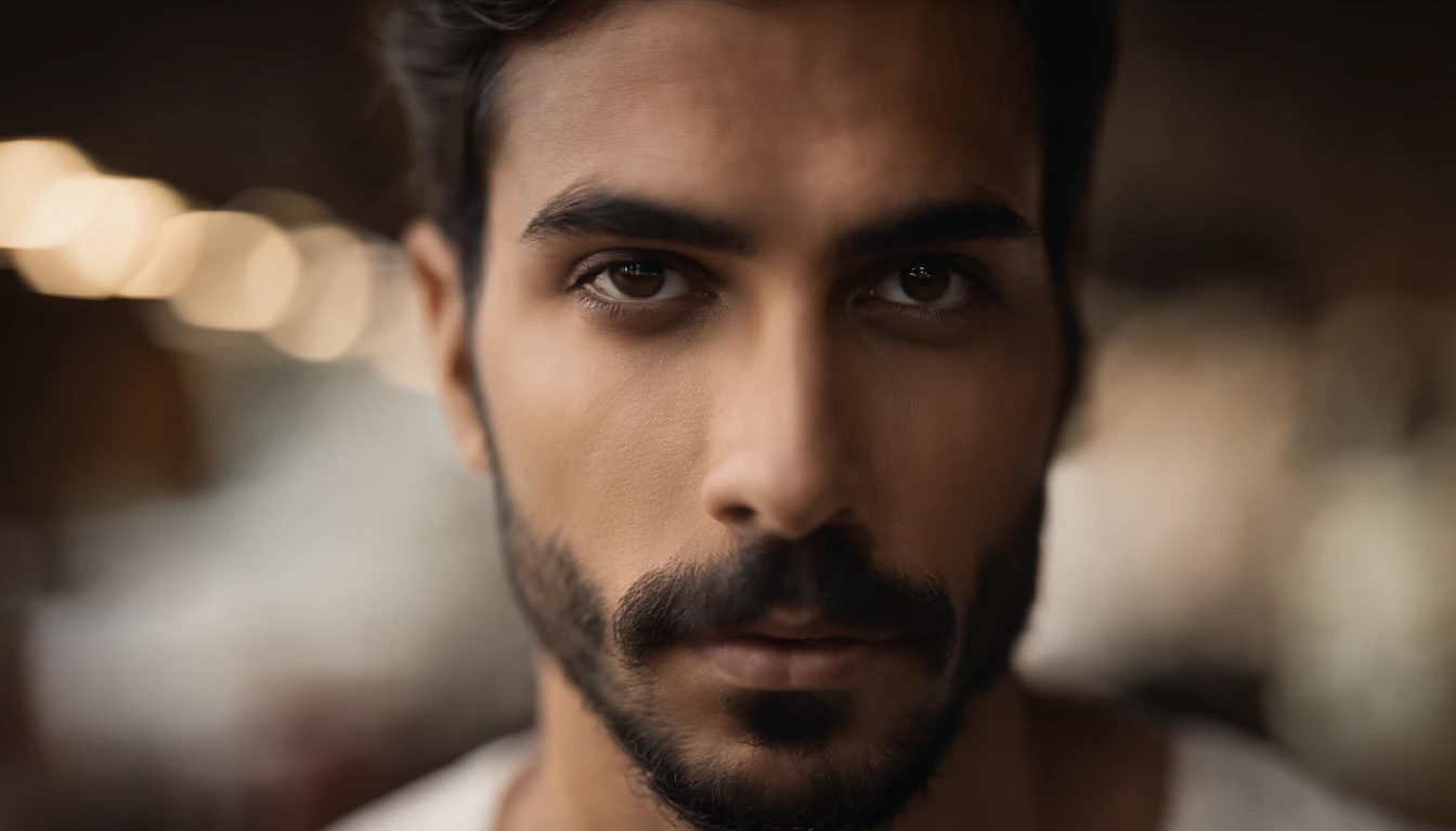 Um retrato de um velho, barbudo, enrugado, envelhecido, com olhos penetrantes, rosto detalhado, detalhes altos, fotografia, studio dark, luz de aro, Nikon D850, 50mm, f/1.4