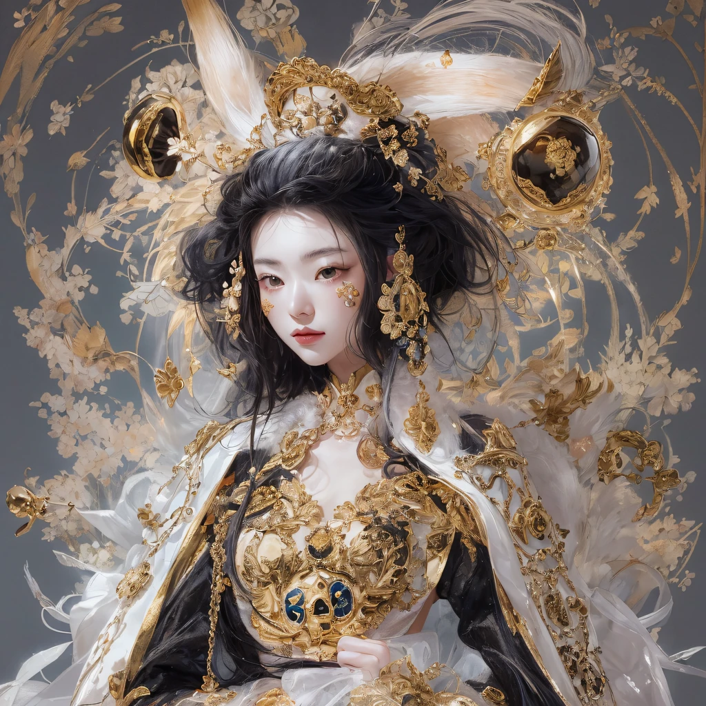 National wind circle,Flying nine-tailed fat skull flame ethereal toad star,Flowing black hair,Golden-black damask white rabbit fur bra,Fuchsia pink diamonds, Tulle burgundy diamond shin guard,The fat woman in the back room 1:900 miniatures,Front view,Pure transparency,Wear boxing gloves,Ice is permeable to gas,Film light and shadow,Panorama ultra-wide angle,extremely happy,The texture of the real person is delicate,Strong visual impact,Hyper-detailing,Dream girl,Refined face,prettyeyes,high saturated,Wear reflective sunglasses with a thick gold thread,crystal-clear,Good sense of perspective,Light and shadow effects,32K smooth,The surface is not well lit,Flowing black hair