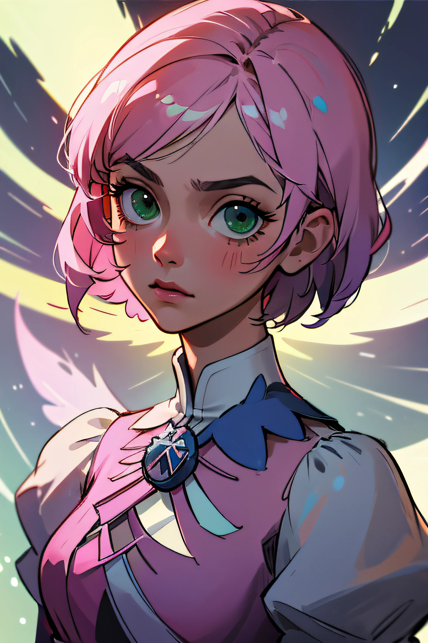 Alisa bosconovitch, melhor qualidade, contemporary, estilo plano, minimalismo, Green Eyes Flat Illustration, cabelo rosa, cabelo curto, cabelos multicoloridos, Camisa Preta, mechanical wings, Head Portrait Close-U, peito pontudo, decote, super decote, middlebreasts, Tekken，hand-painted，Desenho de linha sem cor, Tekken Alisa Bosconovich pink lips, no estilo da paleta de cores suave aurorapunk, an anime illustration of his face, gifs animados, hand drawn animation, charming sketches, suave e brilhante, romantismo nebuloso, estilo superflat, fundo branco - ar 1:1 - niji 5 - estilo expressivo --s 50
no estilo da paleta de cores suave aurorapunk, an anime illustration of his face, gifs animados, hand drawn animation, charming sketches, suave e brilhante, romantismo nebuloso, estilo superflat, fundo branco - ar 1:1 - niji 5 - estilo expressivo --s 50