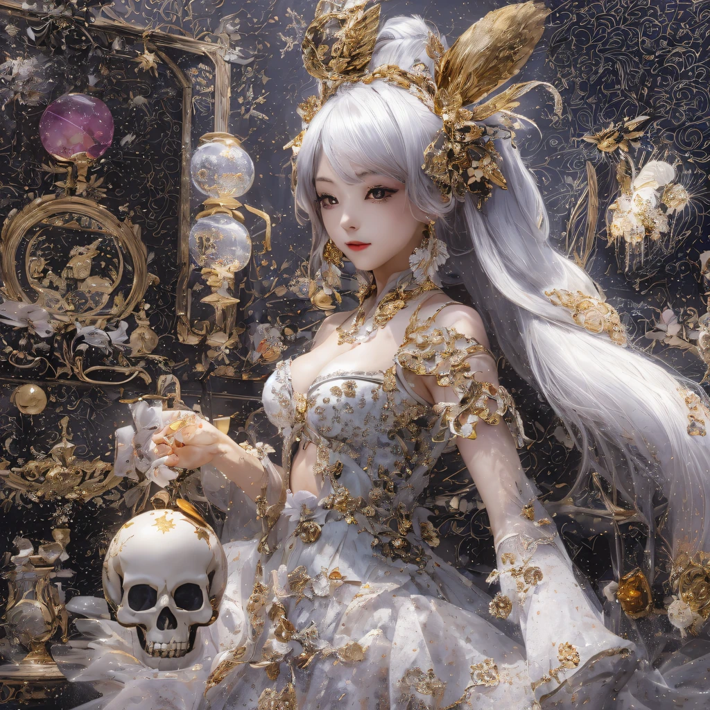 National wind circle，Flying nine-tailed fat skull flame ethereal toad star，Flowing black hair，Golden-black damask white rabbit fur bra，Fuchsia pink diamonds, Tulle burgundy diamond shin guard，The fat woman in the back room 1:900 miniatures，Front view，Pure transparency，Wear boxing gloves，Ice is permeable to gas，Film light and shadow，Panorama ultra-wide angle，extremely happy，The texture of the real person is delicate，Strong visual impact，Hyper-detailing，Dream girl，Refined face，prettyeyes，high saturated，Wear reflective sunglasses with a thick gold thread，crystal-clear，Good sense of perspective，Light and shadow effects，32K smooth，The surface is not well lit，Flowing black hair
