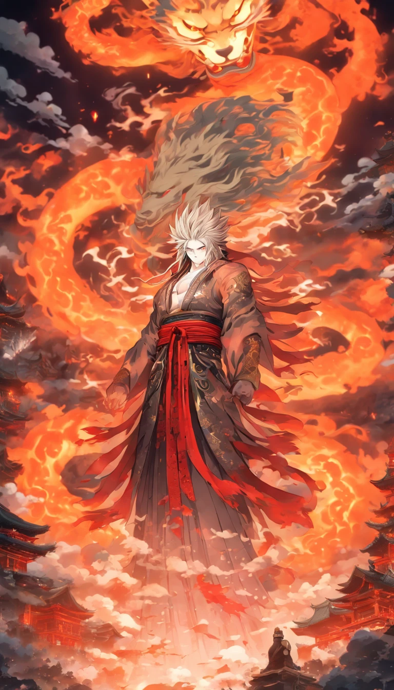 (((Underworld))) best quality, ultra-high resolution, 4K detailed CG, masterpiece, ruined temples, underworld, dark tone, blood moon, dark atmosphere,((white clouds)), Japanese mythology, Japan, Shui Mo Hua, Chinese painting style, Thangka style, aesthetics, beautiful image, depth of field, centered image