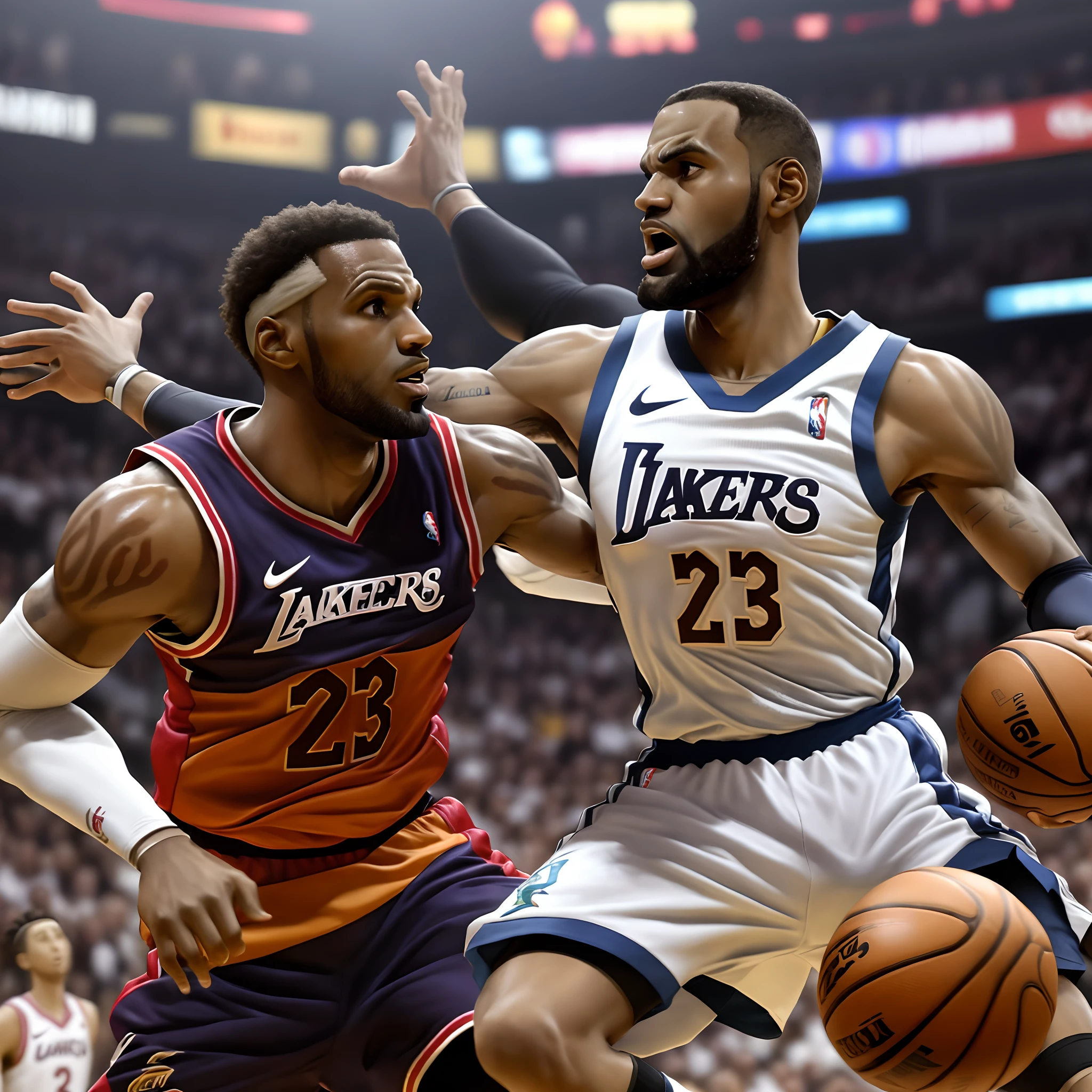 LeBron James jogando contra Michael Jordan realista
