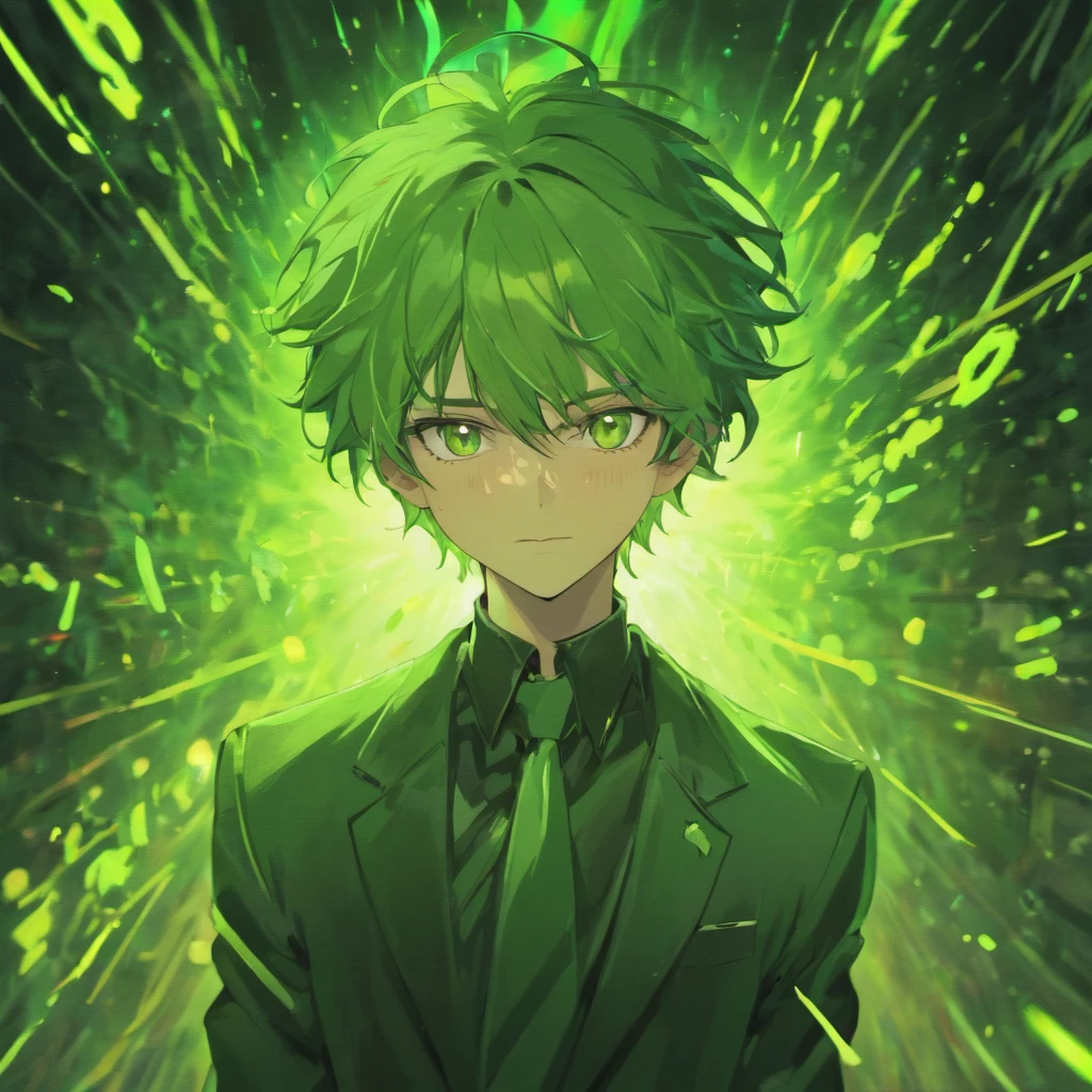 cunning, male, science fiction, 1boy, cold smiling eyes, {green eyes}, sharp eyes, (glowing eyes), {{black bits of hair}}, white hair, black suit, night, extremely detailed, mature male, short hair, underground lablatory