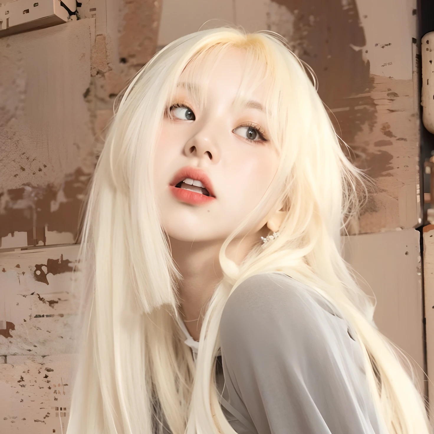 mujer rubia con el pelo largo y blanco y una camisa gris, Cabello largo y blanco y flequillo, flequillo blanco, con el pelo largo y blanco, Lalisa Manobal, cabello whitebangs cabello, con pelo largo blanco, Kerli Koiv como Chica de anime, Chica con el pelo blanco, con flequillo completo, Su cabello es blanco, cabello blanco con frituras, extremely pale blond hair