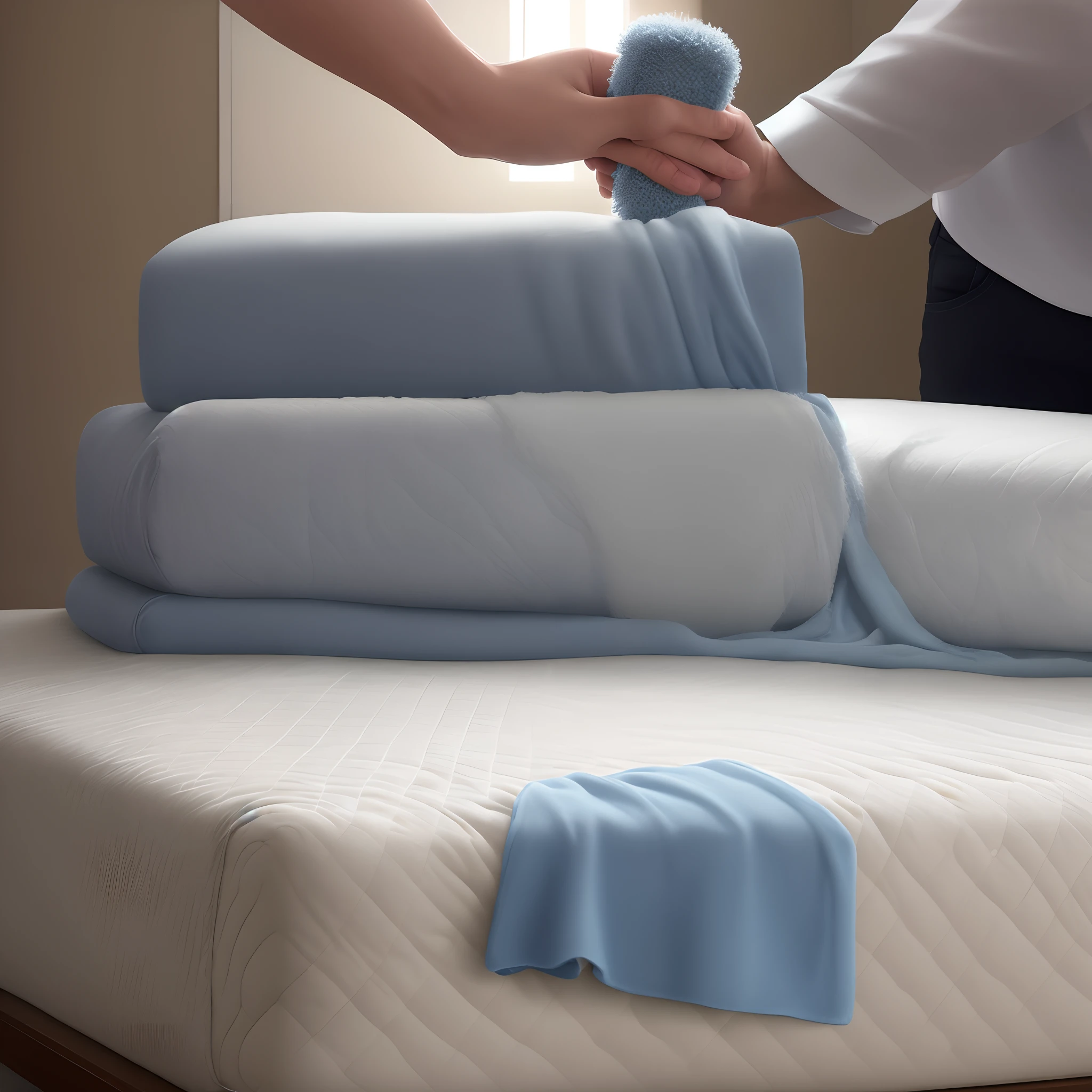 Create an image of a mattress being cleaned