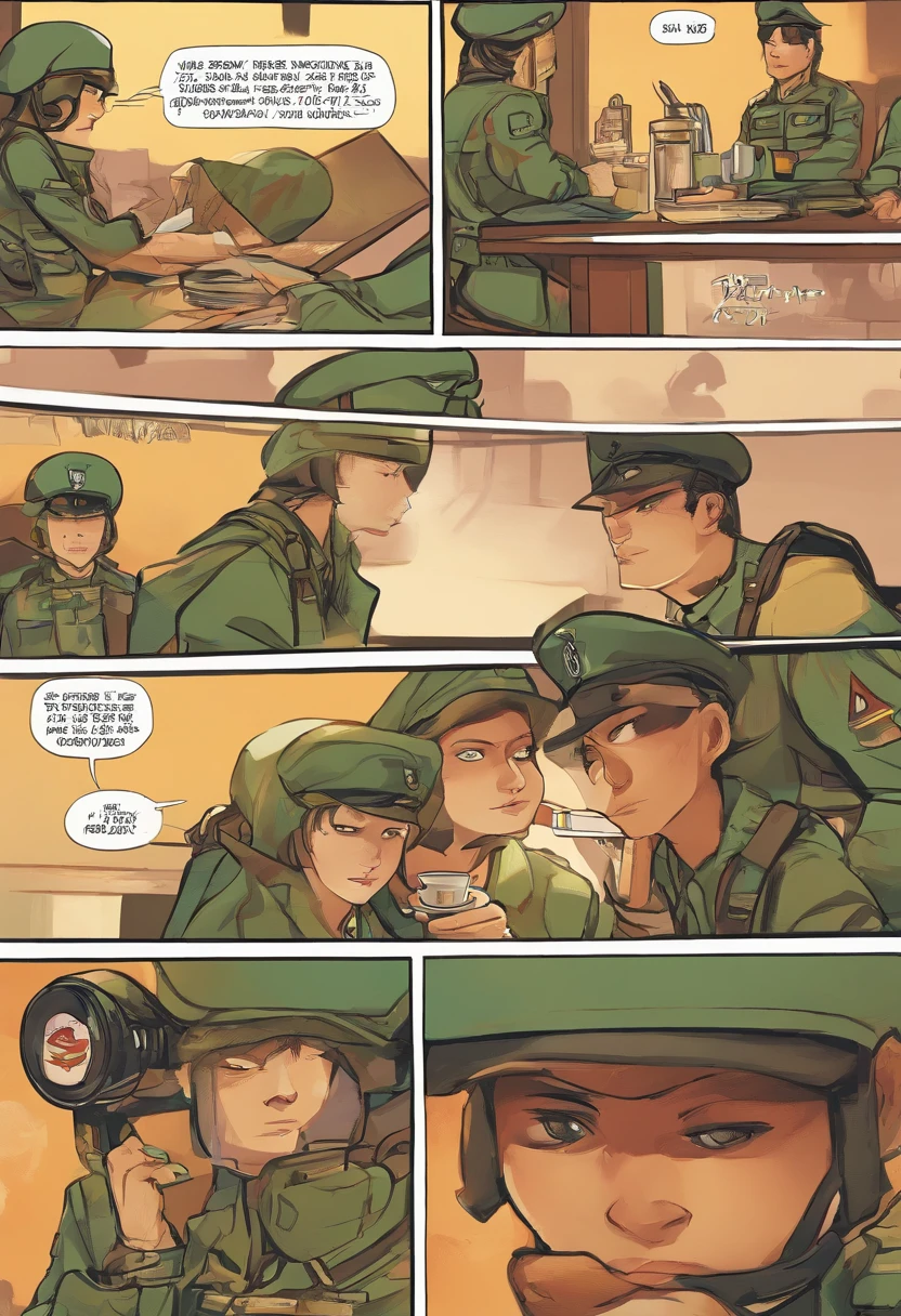 Tanya Deggurechaf Character, Major army uniform, , short, sit down while sip cofee, 8K, Best quality, dark style, serious expression,