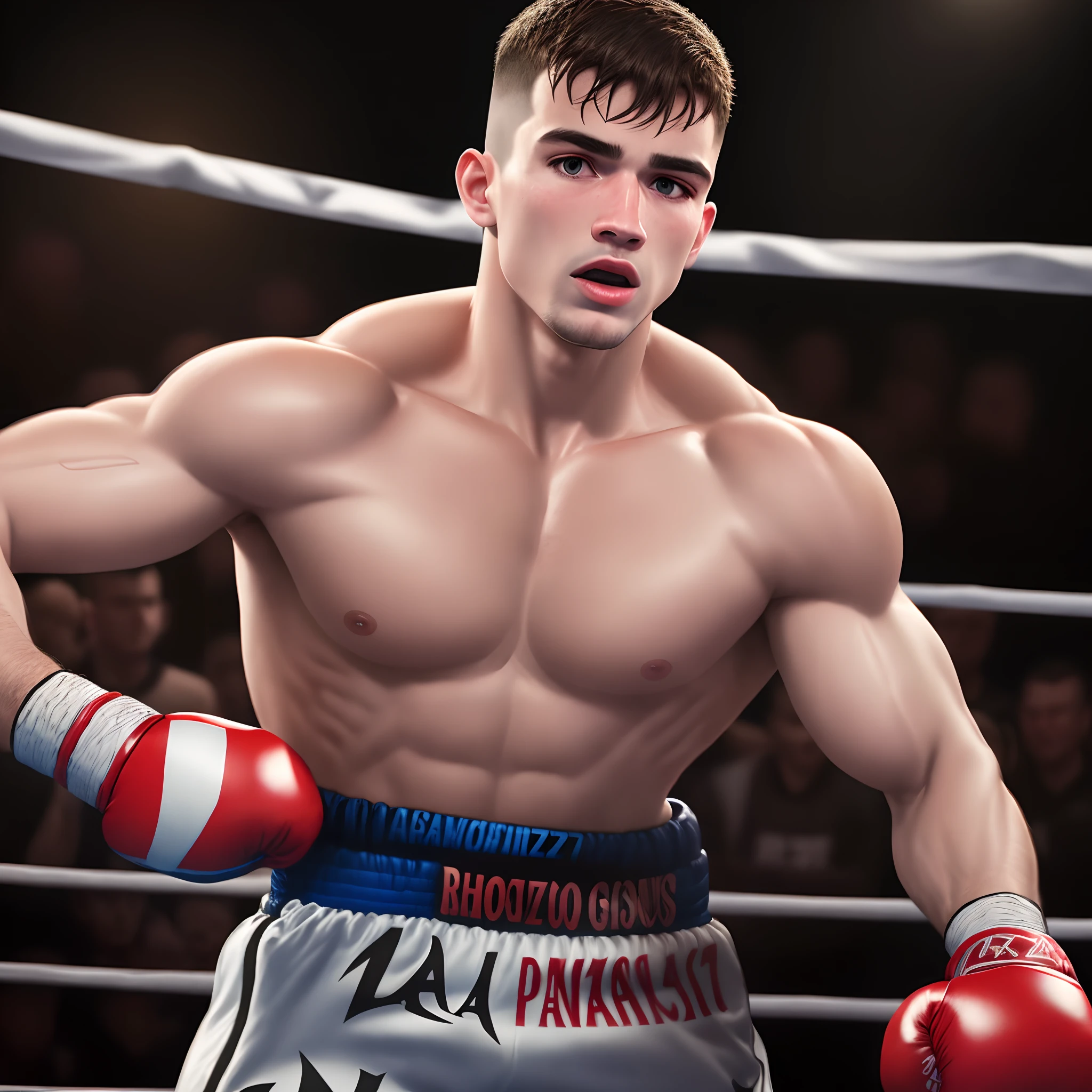 Make Rodrigo Góes boxing with photorealistic Paulo muzy