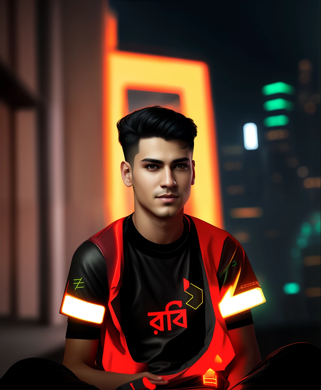 Change background cyberpunk handsome boy, realistic face,8k Ultra realistic,