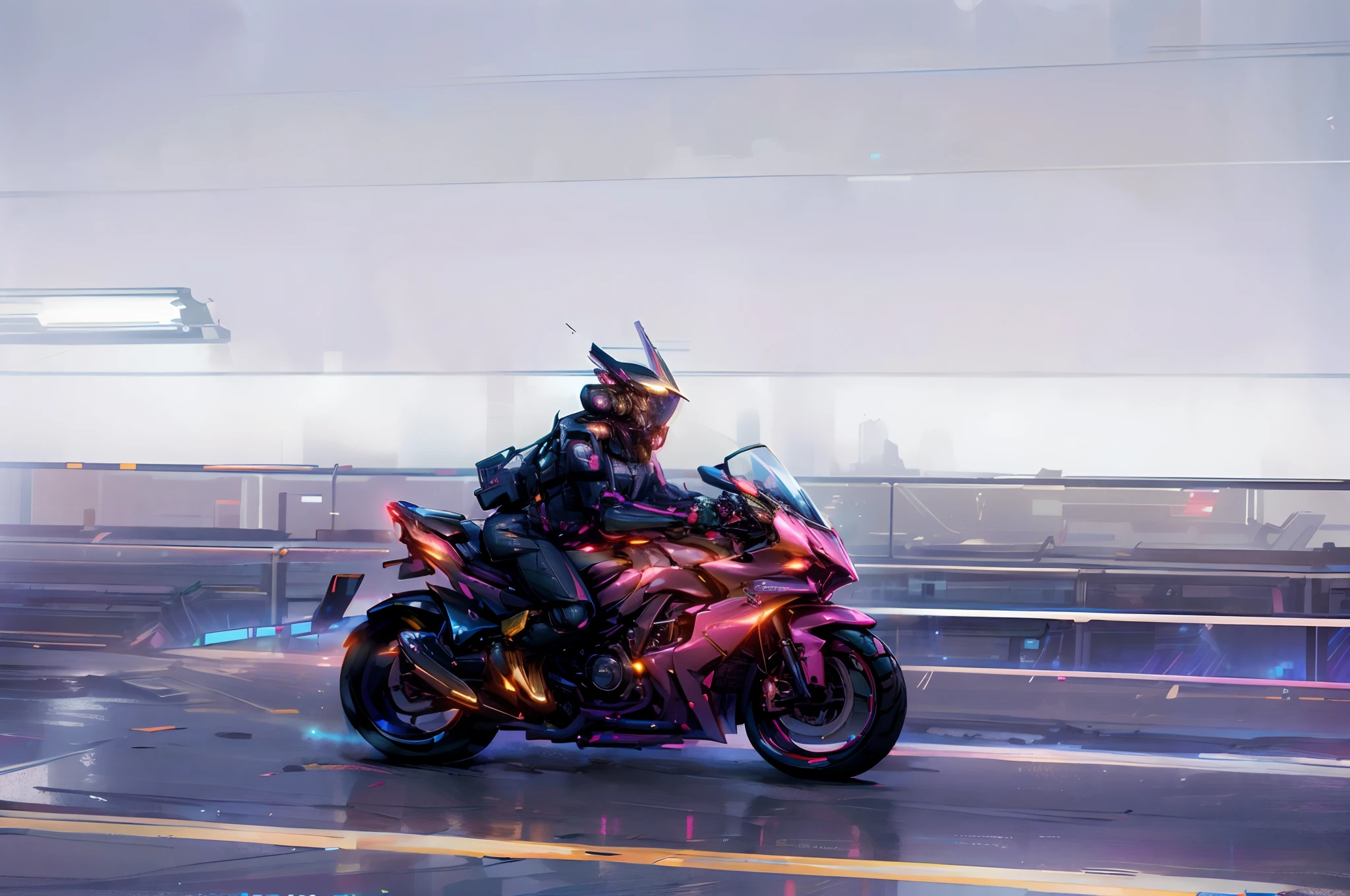 half portrait, best qualtiy, tmasterpiece, 超高分辨率, (photograph realistic:1.4), ultra-realistic realism, dream magical, metallic luster, ((afofuturism))
1 boy,Mechanical prosthesis,mech coverage,Fluorescent mech armor,
neon accent lighting,(Vibrant glow:1.2),Dynamic colors,Striking contrast,futuristic vibe,electric energy,reflective surface,
Cyberpunk AI, neonlight, deep space background,Ultra-clear image quality,Mecha motorcycle,Ultra-clear image quality,Ultra photo realsisim,cyber punk perssonage,mech man,droid