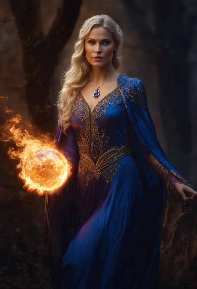 a beautiful blonde woman with blue in a purple dress, with fireball hovering over hand, beautiful sorceress, 4k fantasy art, fantasy woman, a beautiful sorceress, karol bak uhd, epic fantasy art style hd, detailed fantasy digital art, beautiful sorceress female, realistic fantasy artwork, hd fantasy art, fantasy art style, beautiful female sorceress, sorceress