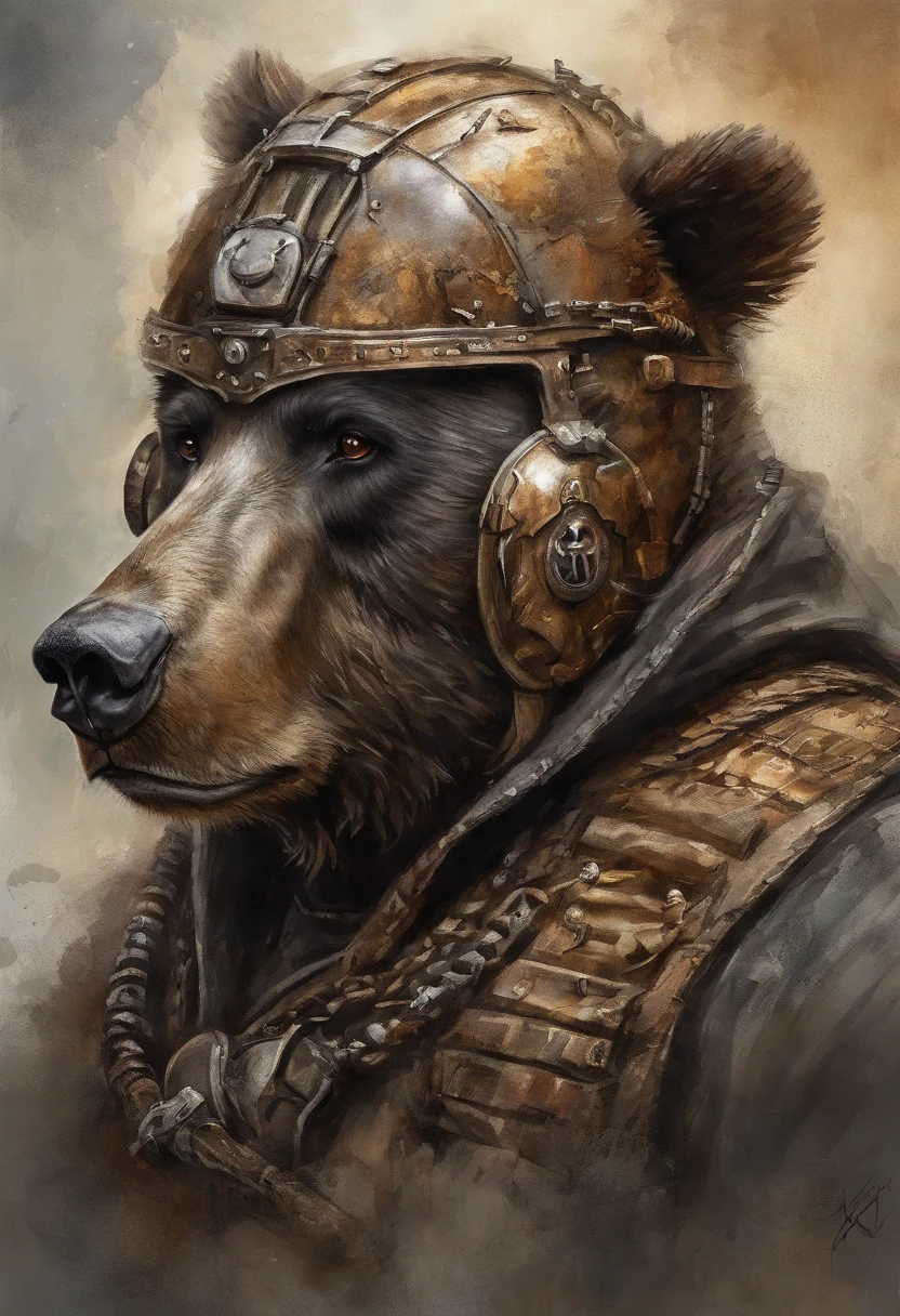 maximum quality, Dramatic lighting, menacing pose, fierce expression, epic atmosphere, (((Bear head shaped helmet))), (((full body shot))),a snake made out of metal, cyborg, cyberpunk style, clockwork, ((intricate details)), hdr, ((intricate details, hyperdetailed)), incandescent lamps, cinematic shot, vignette, bokeh effect beckground, (canines), (full body shot).
