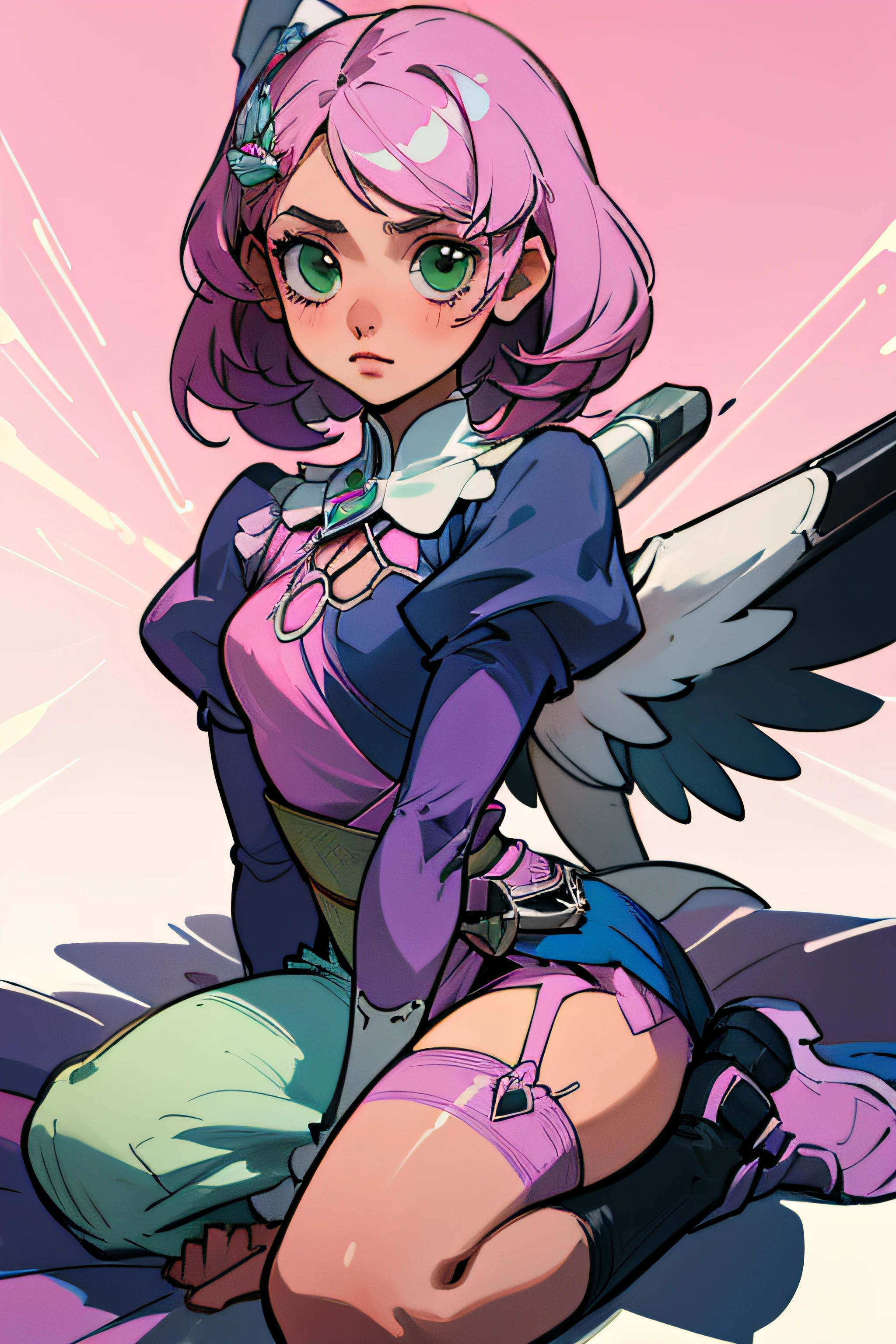 Alisa bosconovitch, iris dos olhos cintilantes verdes, melhor qualidade, contemporary, estilo plano, minimalismo, Green Eyes Flat Illustration, cabelo rosa, cabelo curto, cabelos multicoloridos, Camisa Preta, mechanical wings, Head Portrait Close-U, peito pontudo, decote, super decote, middlebreasts, Tekken, cabelo rosa pastel, 1girl, em quimono, hand-painted, Desenho de linha sem cor, colorida do yandere pastel, Tekken, Super cute pink hair girl with gothic makeup on the side, figura esbelta, robusto, He sat on the floor, cabelos muito curtos, com orelhas de gato, quadratic element, kawaii cor-de-rosa na roupa da era de 1910, Alisa Bosconovich pink lips, no estilo da paleta de cores suave aurorapunk, an anime illustration of his face, gifs animados, hand drawn animation, charming sketches, suave e brilhante, romantismo nebuloso, Estilo Superflat, perspective, close-up, rotated, from side, from above, cut-in, atmospheric perspective , mulher madura, bimbo , postura sedutora, pose sexy, sedutora, (bonita), (curvilinear), (grossa), pernas torneadas, fit, (abs:1.1), (bumbum grande:1.4), peach ass, (corpo atletico:1.2), (seios fartos:1.3, (big_breasts: 1.1), quadris largos: 1.5, cintura estreita, cintura fina: 1.5, corpo esguio: 1.2, coxas grossas: 1.3), (pele brilhante: 1.2)