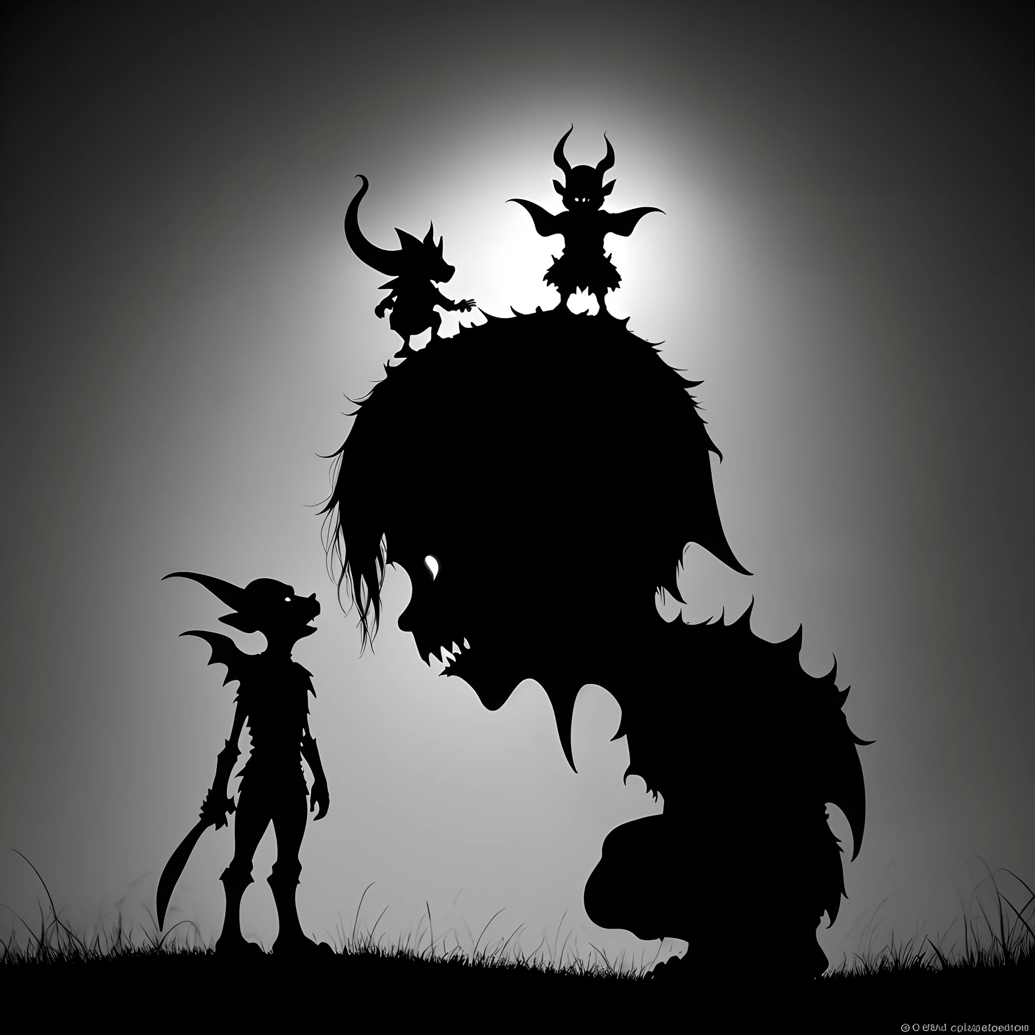 Goblin in Black and White silhouette