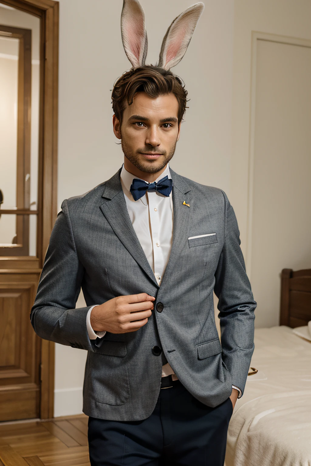 Image d'un homme portant un costume de lapin