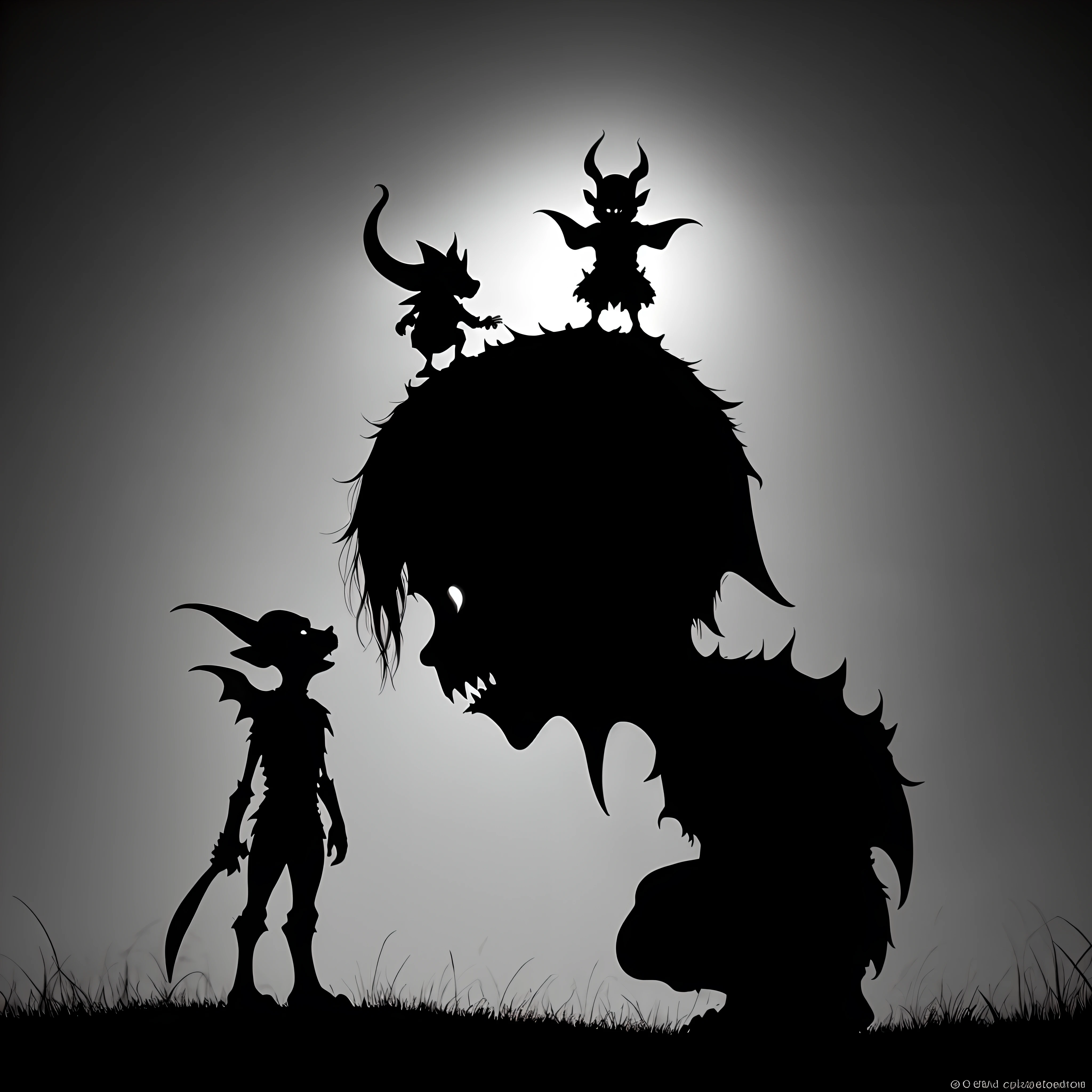 Goblin in Black and White silhouette