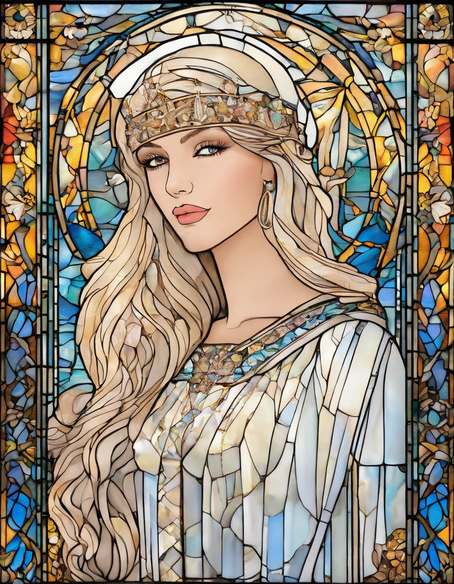 1 menina, Taylor Swift, 18 anos, alto, low water, louro, majo, cabelo loiro liso com franja, olhos azuis. Terno piloto branco com detalhes em azul claro. With a blue mantle like that of Our Lady of Grace. wearing prescription glasses.