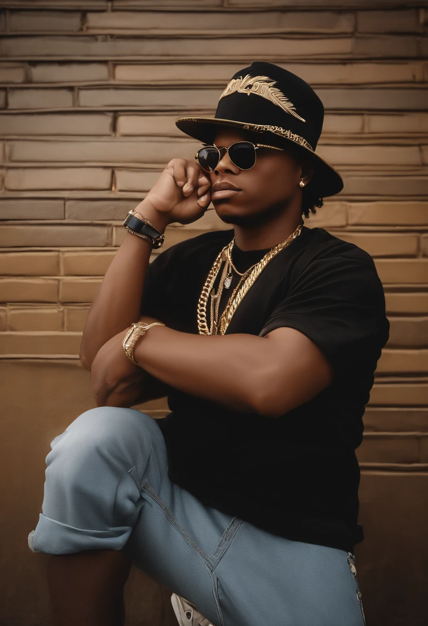 (best quality,4k,8k,highres,masterpiece:1.2),ultra-detailed,(realistic,photorealistic,photo-realistic:1.37),Eazy-E,AK47,armado,portrait,urban lighting,vivid colors,hip-hop culture,customized outfit,gold chain,bandana,controversial lyrics,street scene,graffiti tags,luxury cars,cool sunglasses,confident expression,dramatic pose,smoke effects.