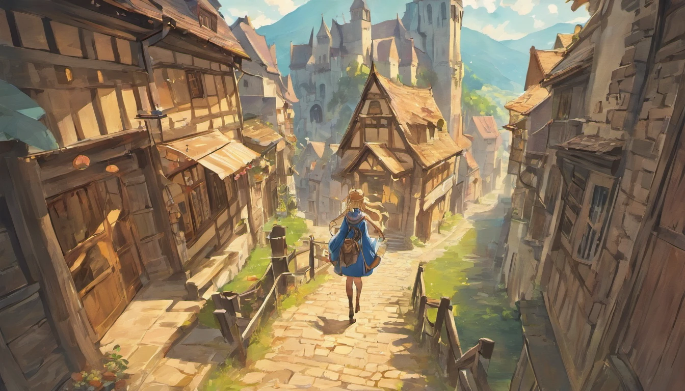 medieval town,fantasy,high quality