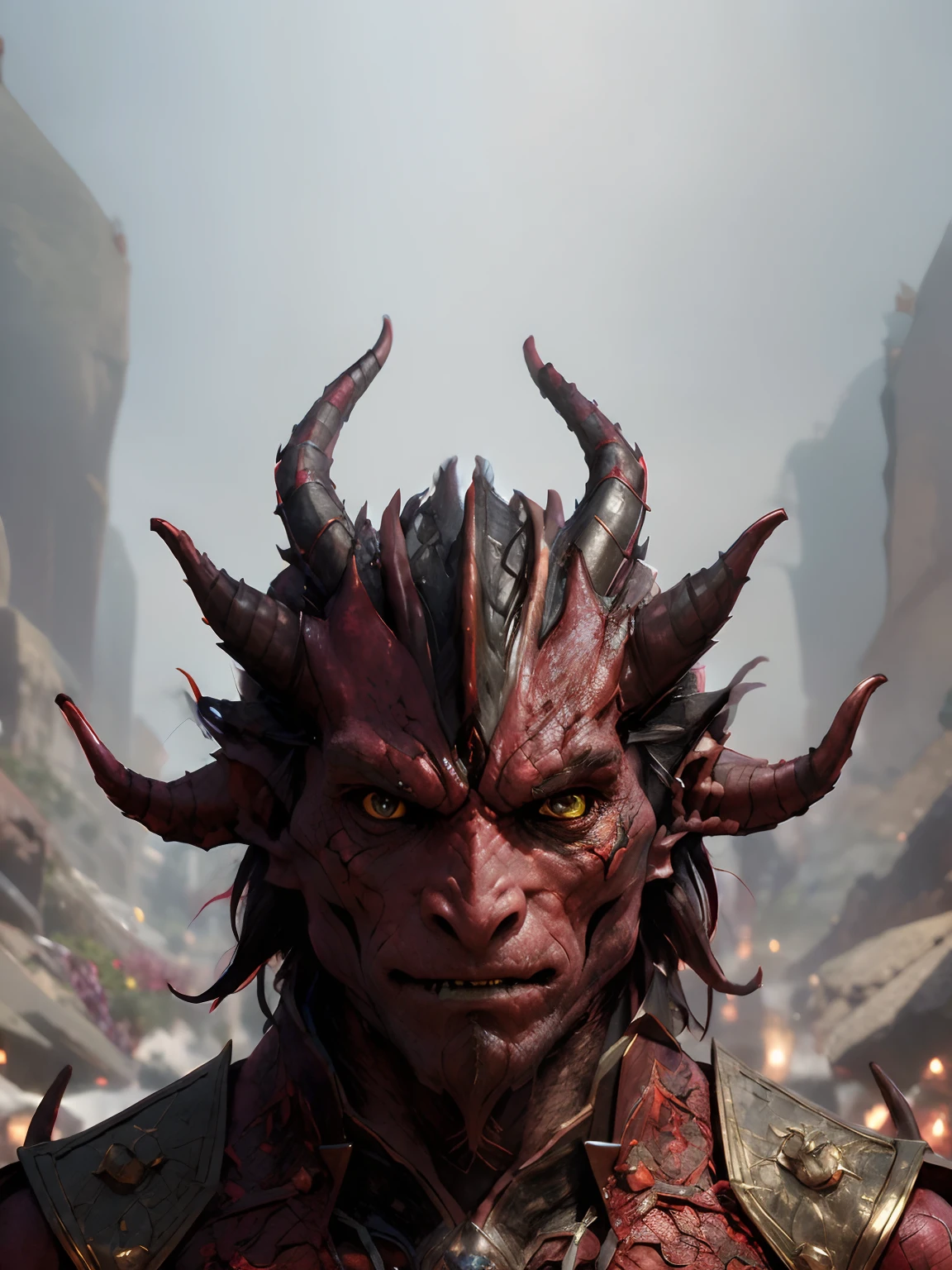 Half devil man dragon sorcerer , man dragonborn, dnd portrait of a tiefling, draconic looking armor, well designed man dragon head, portrait demon half human, portrait of a dnd character, complex fantasy character, dnd character, sleek mecha female dragon head, dragon with scars, portrait of a man demon, dnd portrait