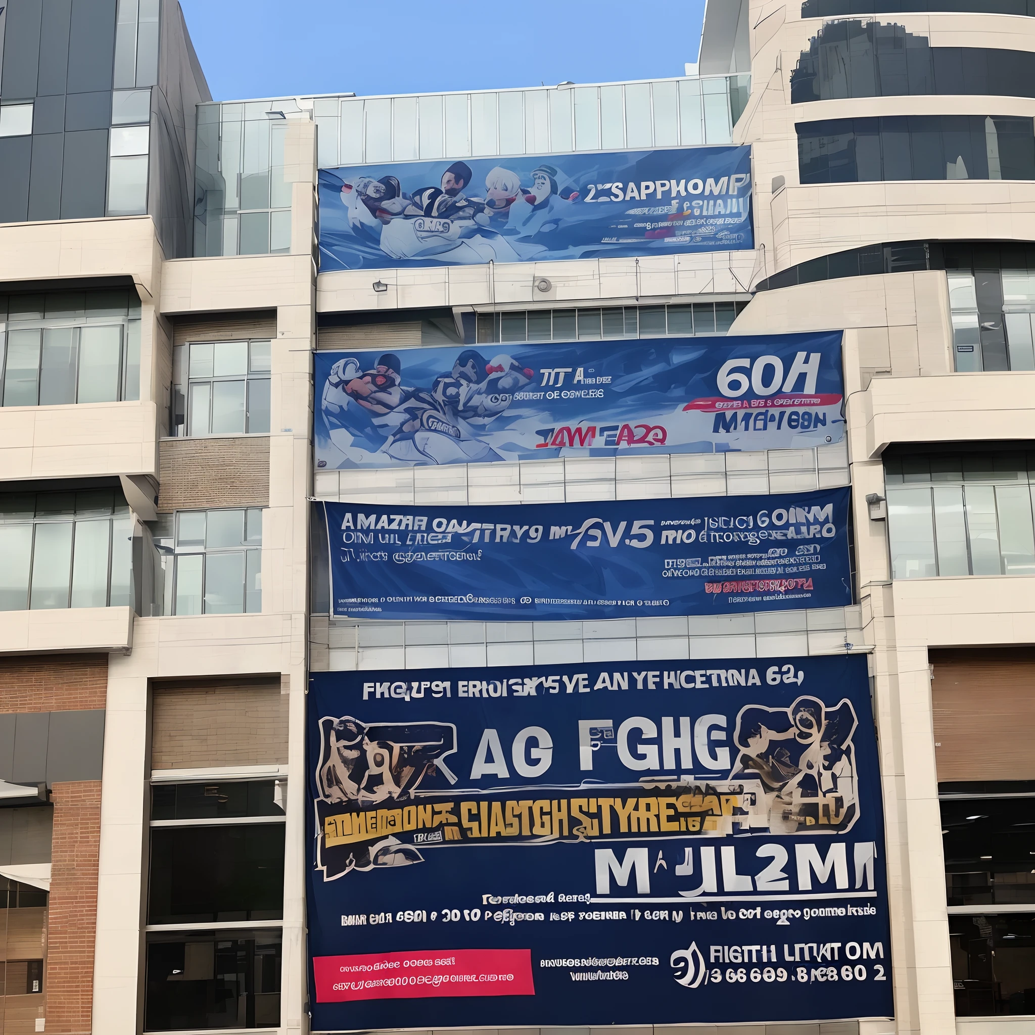 A banner advertising 2 meters by 60 centimeters with an advertisement for a fight gym and gym