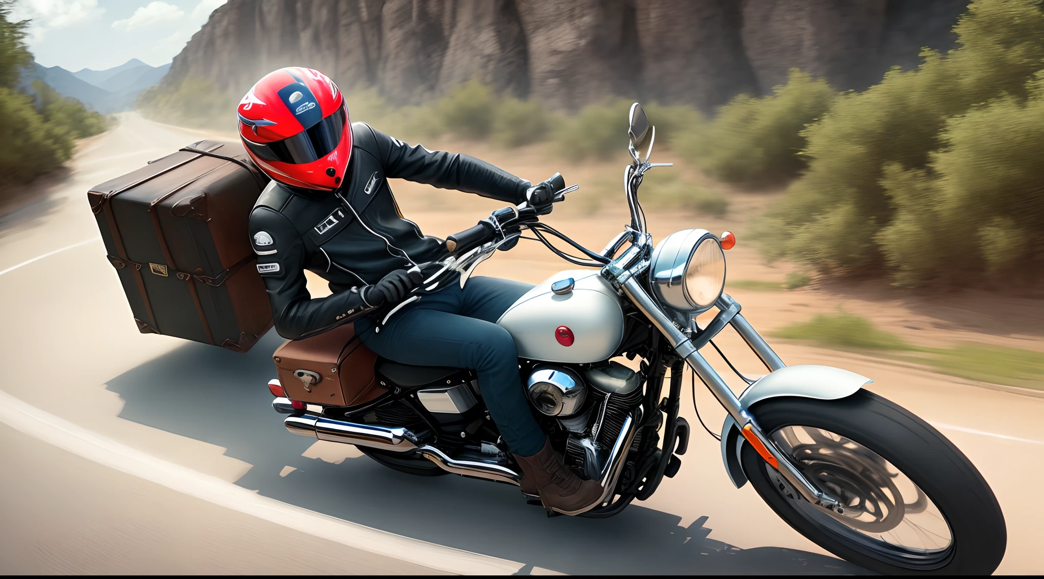 Motoboy with trunk on motorbike