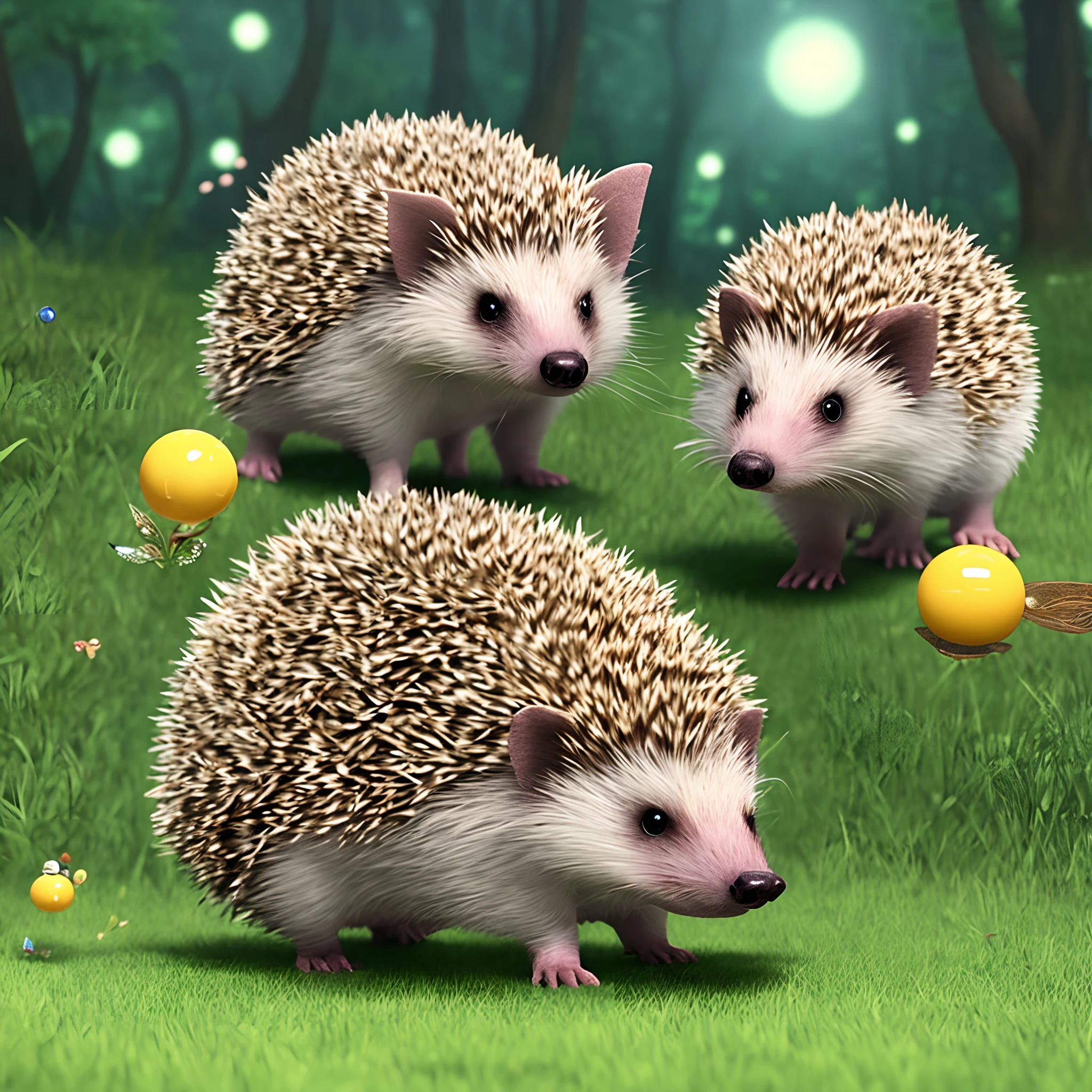 A Fairy and Ground type pokémon. Large Hedgehog with dark yellow features and pink eyes
