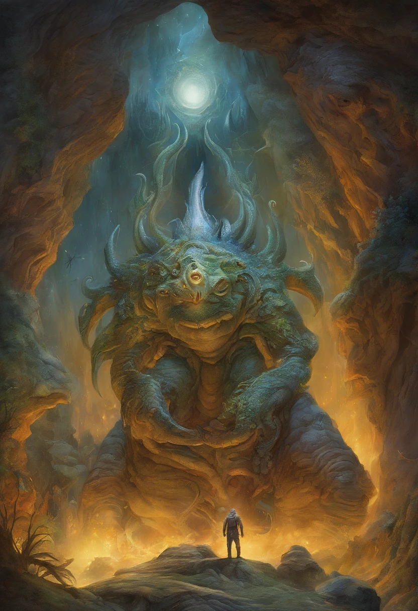 Mysticism, goddess of the underworld, beautiful cave keeper close-up, dragon goddess, journey to the center of the earth, portrait mode, fantastic world of alien civilization inside huge caves underground, riot of vegetation inside caves, glowing huge crystals, glowing magical light plants, glowing mushrooms, glowing moss, glowing flying animals and insects, extraterrestrial technology, extraterrestrial machinery, dynamic poses, bright magical light, colorful, colorful, the picture should be taken in (("natural light"))) to create a realistic scene. Use a (("50mm")) lens to point at the subject, and the image should result in (("high resolution" )))) with exceptional detail. en HD, 3D photorealism, high resolution, sympathy for detail, magic, photorealism, portraiture, super wide angle, depth of detail, super detail, excellent color reproduction